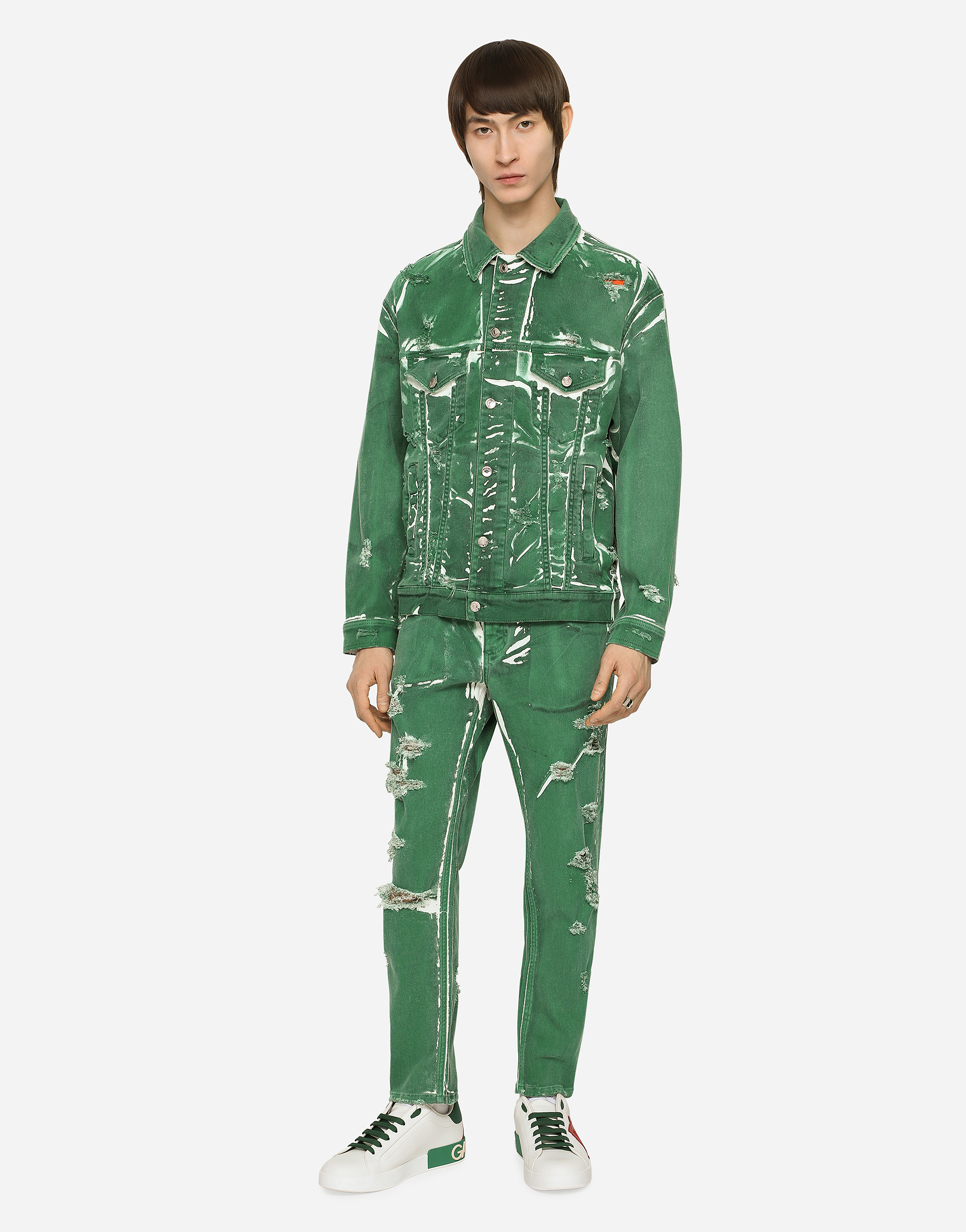 DOLCE & GABBANA OVERDYED STRETCH DENIM JACKET