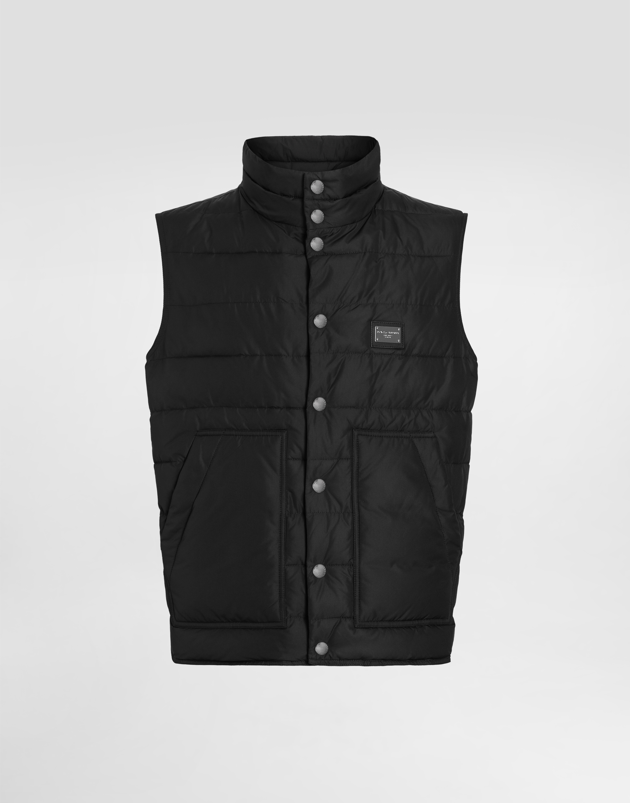 Dolce & Gabbana Gilet Nylon Con Placca Logata In Black