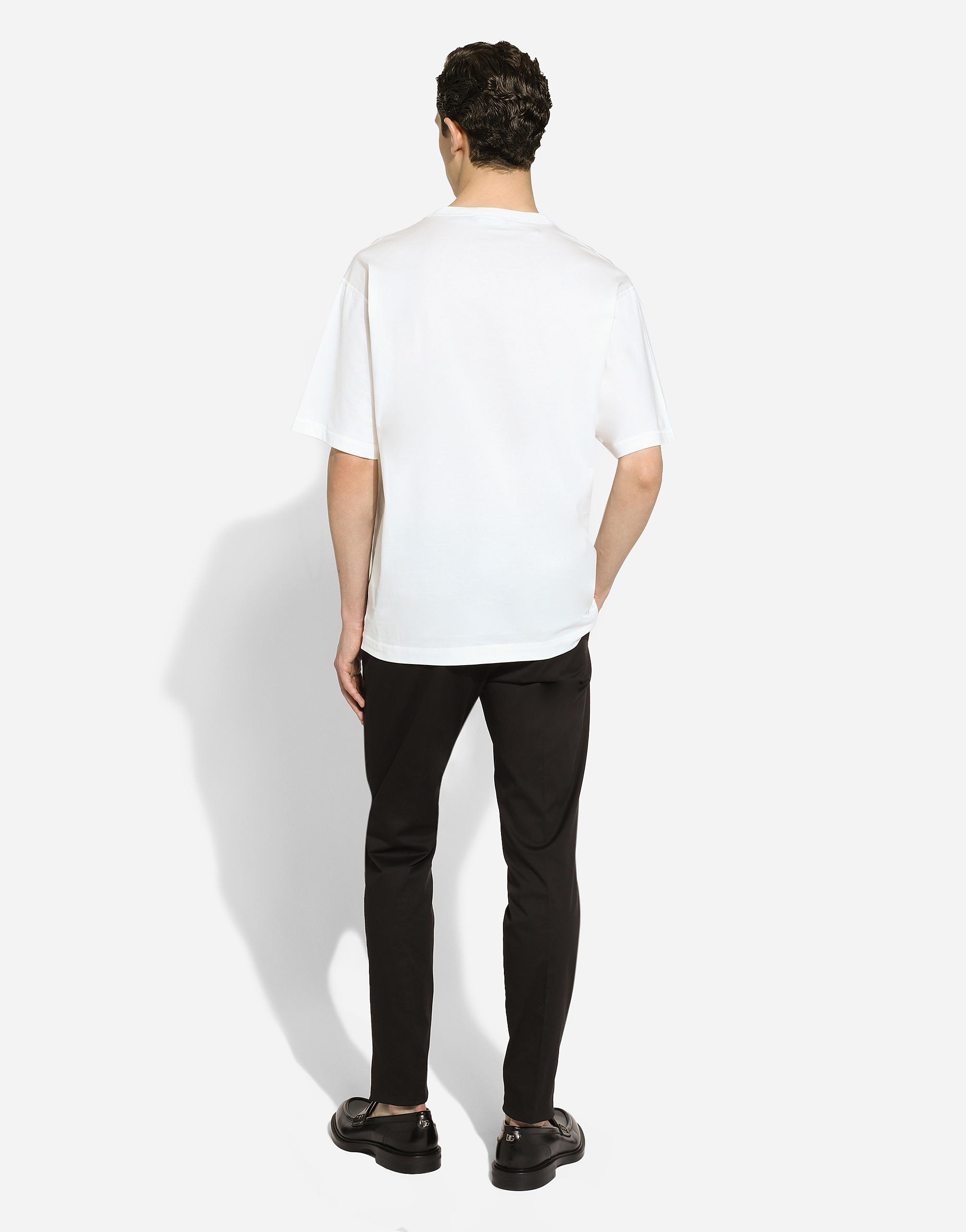 Dolce & Gabbana White T-shirt With Crew Neck And Printed Dg Logo On The Chest In White