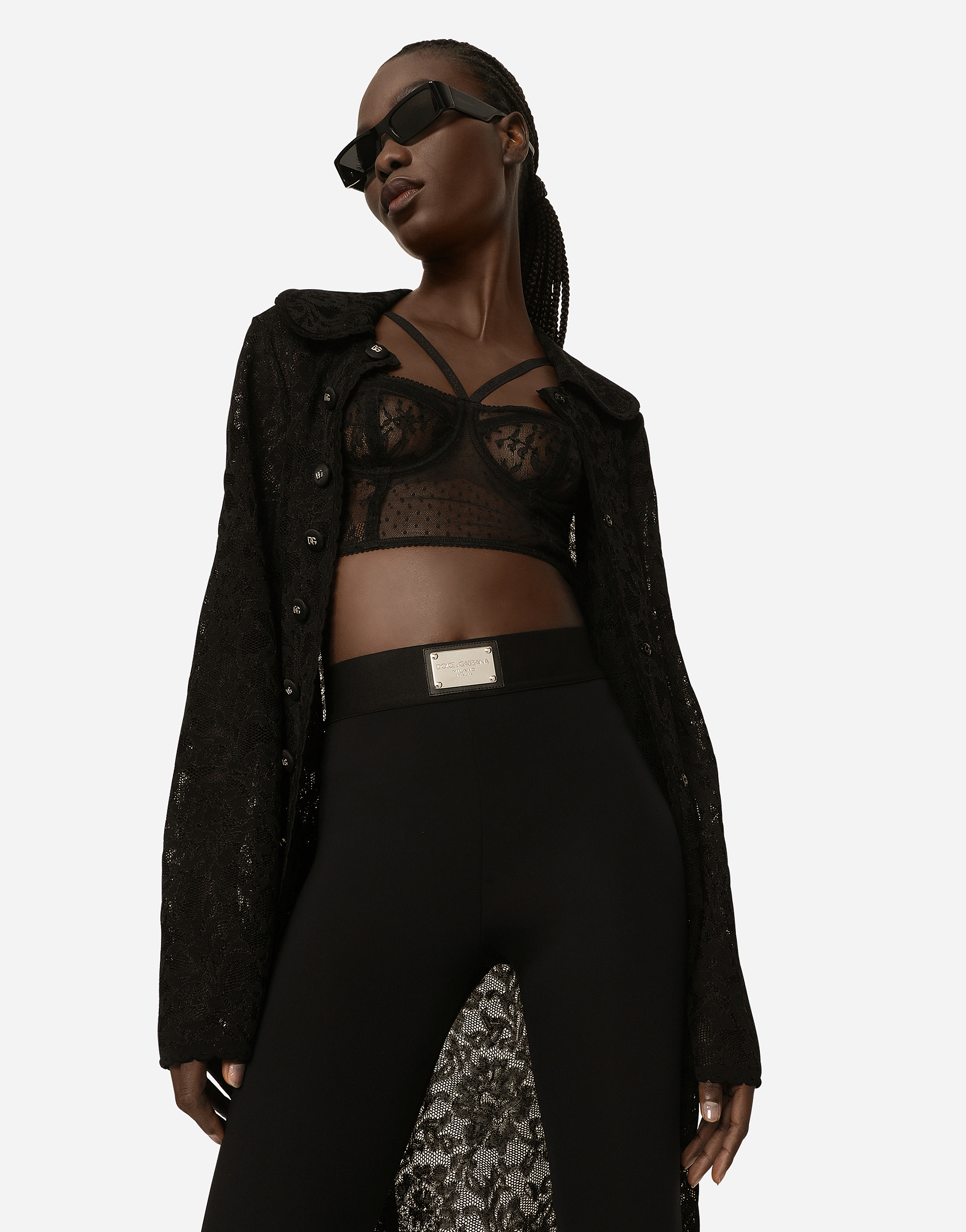 Dolce & Gabbana Lace-stitch Dg Jacket In Black