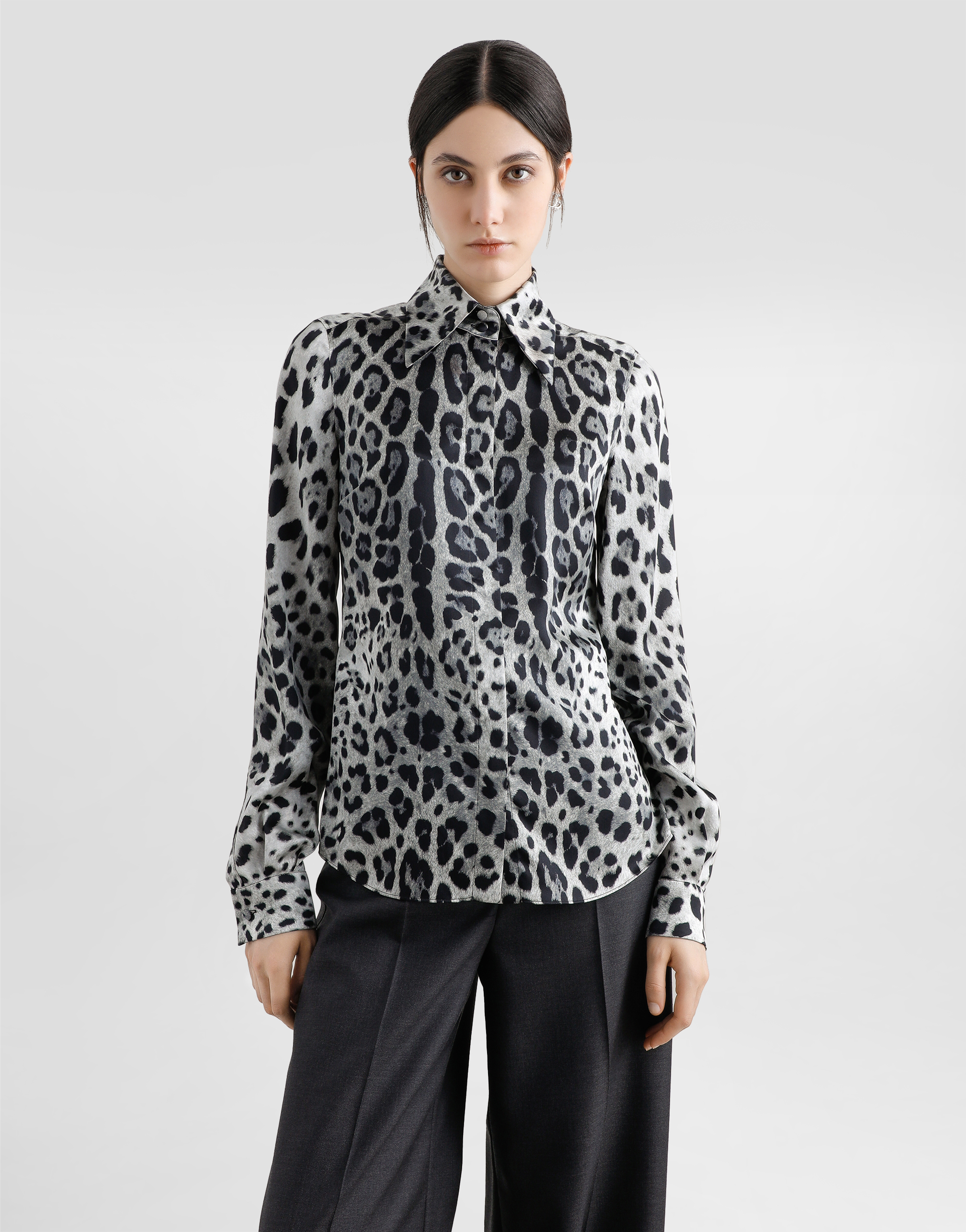 Dolce & Gabbana Leopard-print Silk Satin Shirt In Animal Print