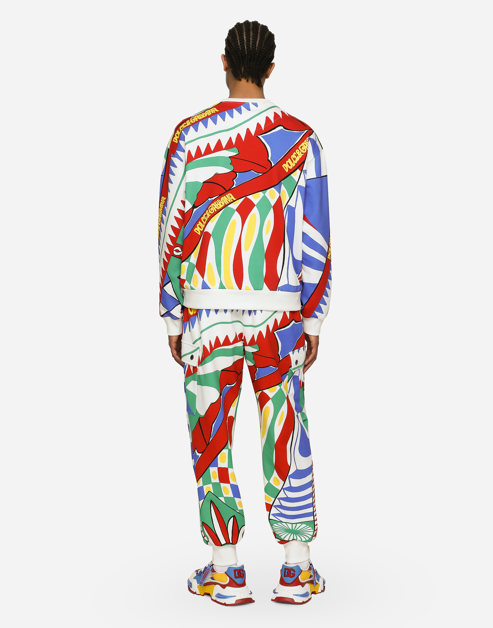 DOLCE & GABBANA CARRETTO-PRINT JERSEY CARGO PANTS