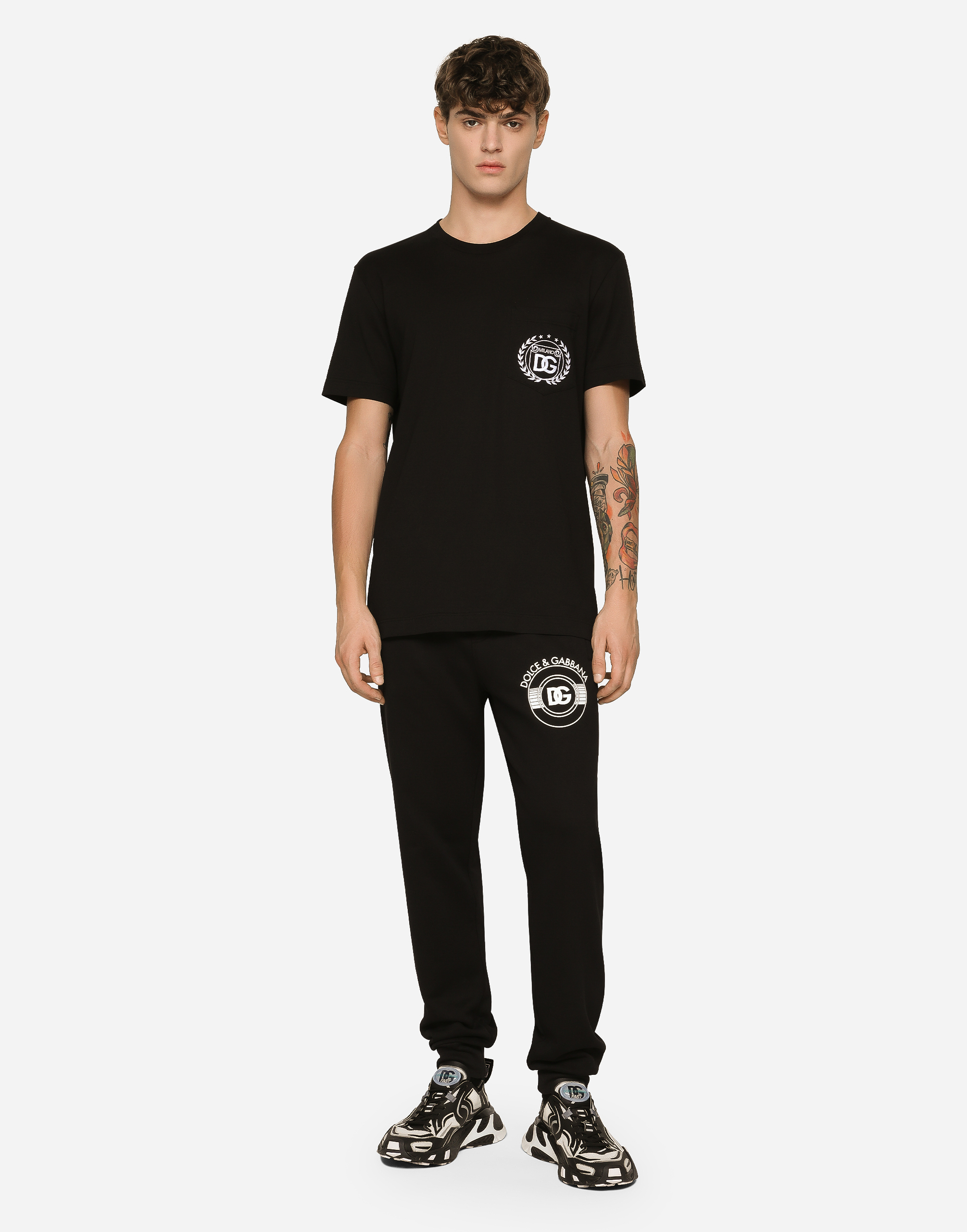 Jersey jogging pants with DG logo print