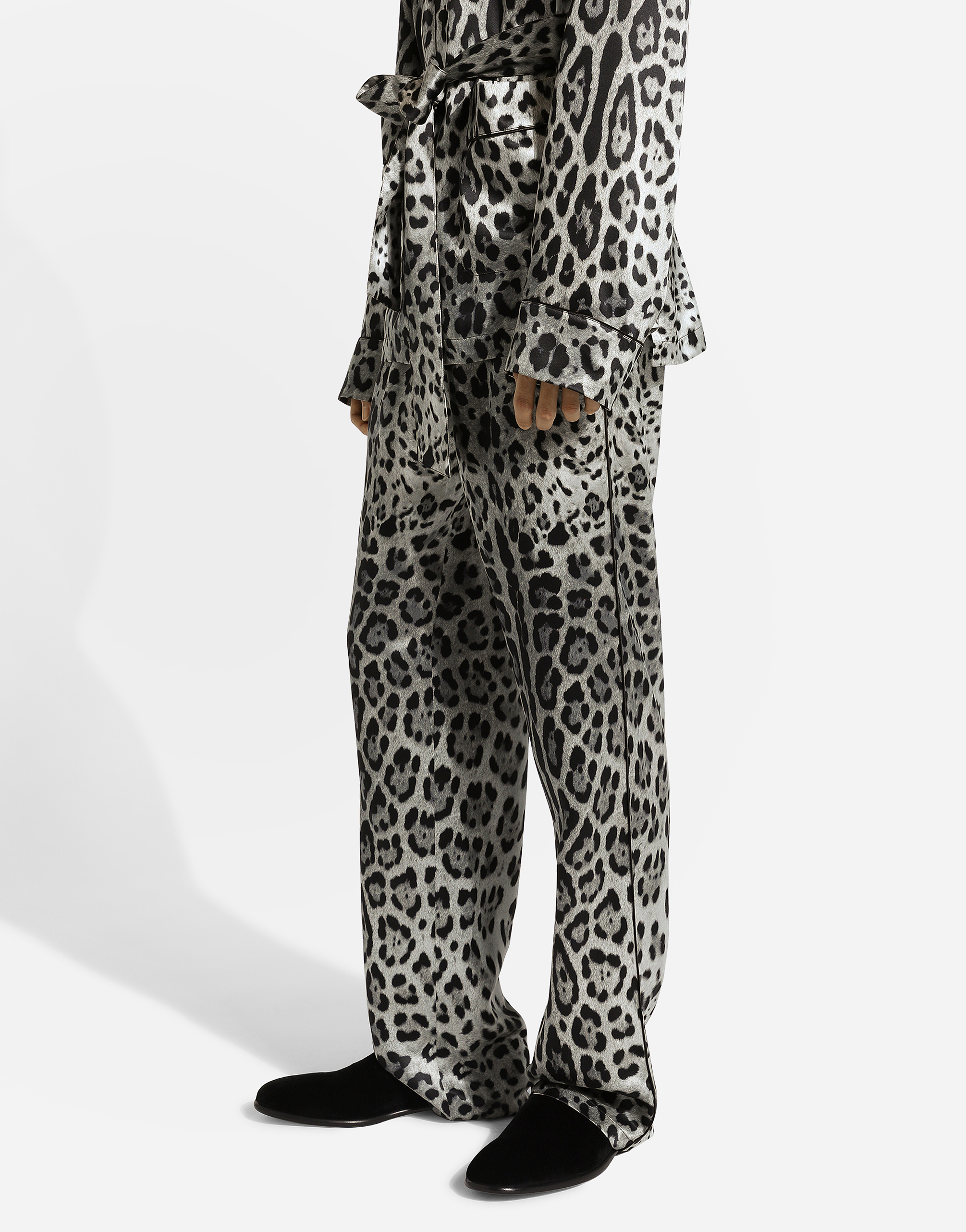 Dolce & Gabbana Lounge-hose Aus Seide Mit Animal-print In Print