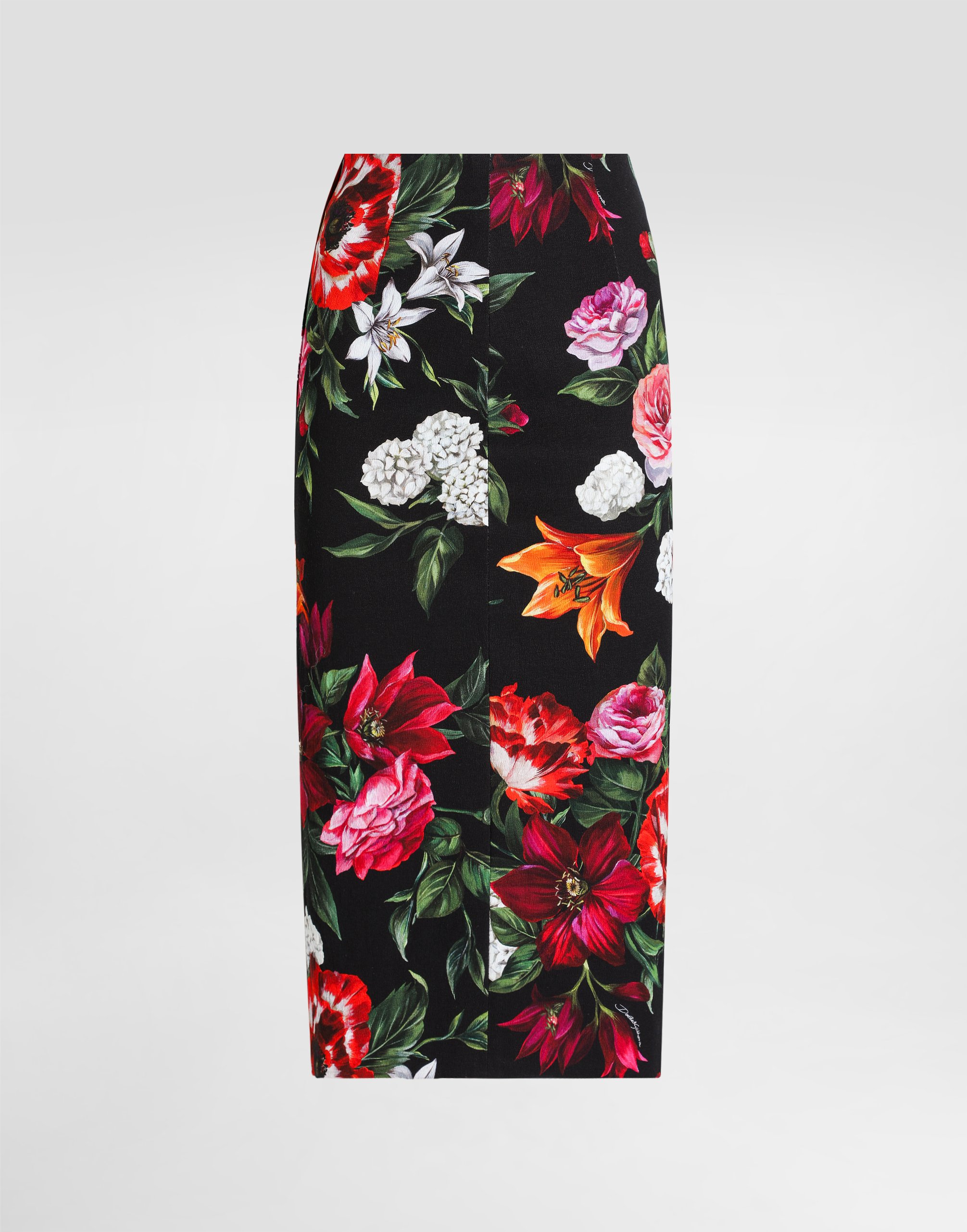 Dolce & Gabbana Floral-printed Cotton Poplin Midi Pencil Skirt In Multi