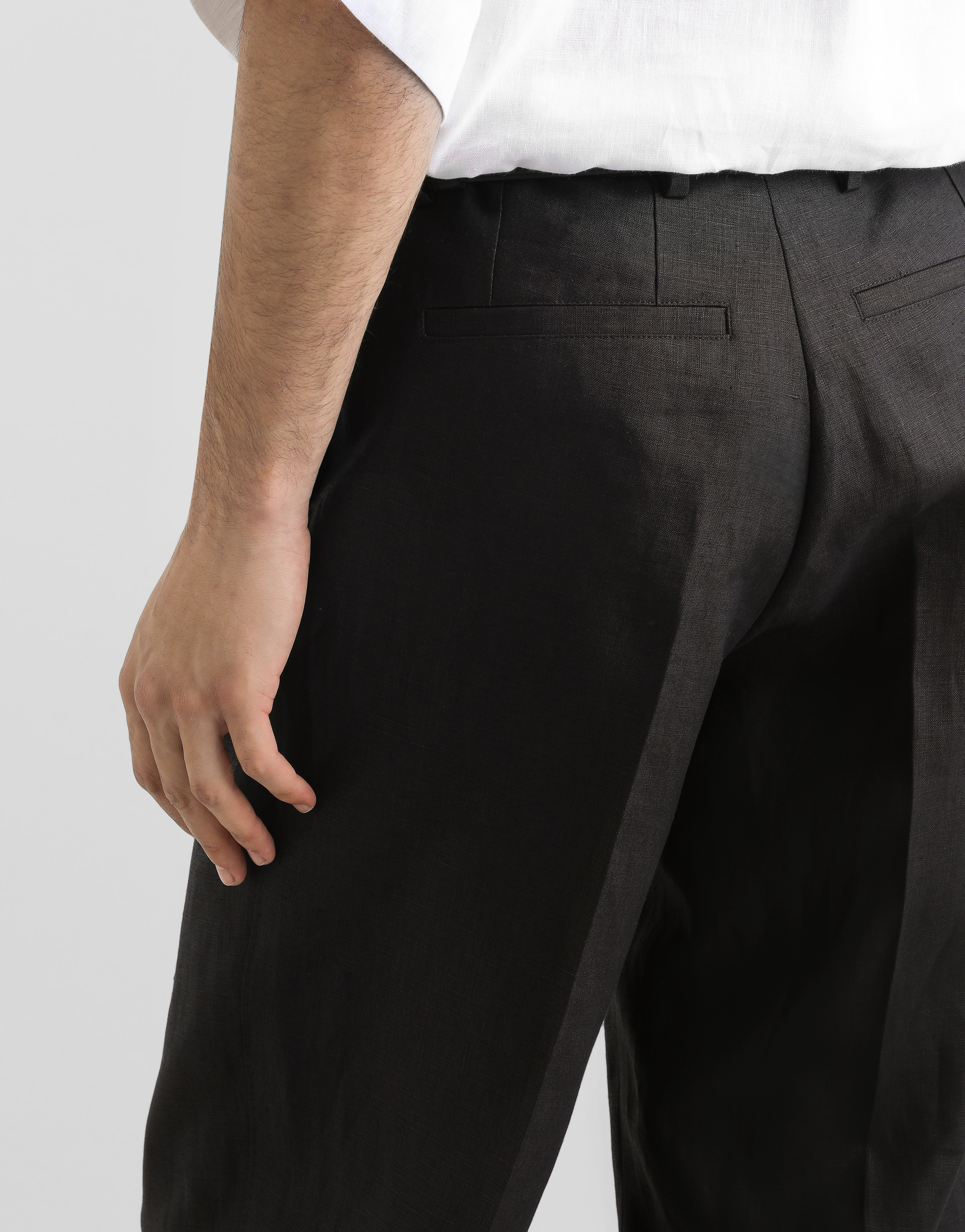 Dolce & Gabbana Linen Fabric Pants In Black