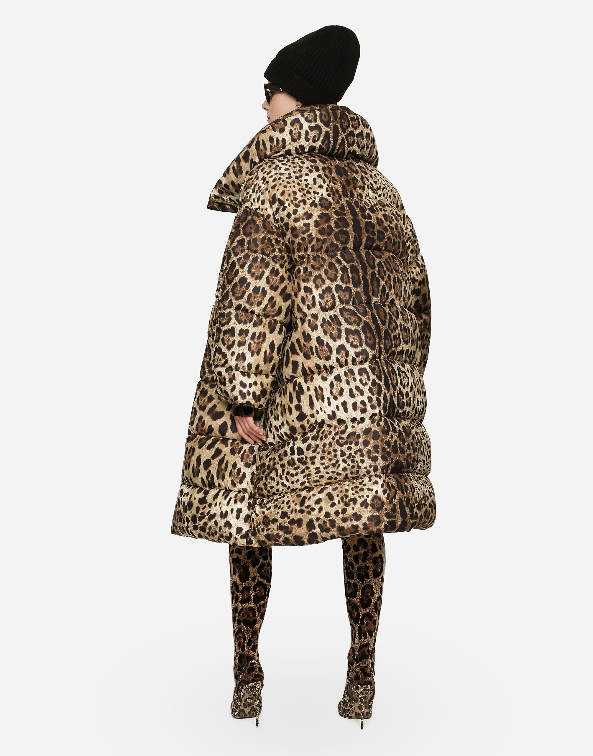 DOLCE & GABBANA LONG LEOPARD-PRINT NYLON JACKET
