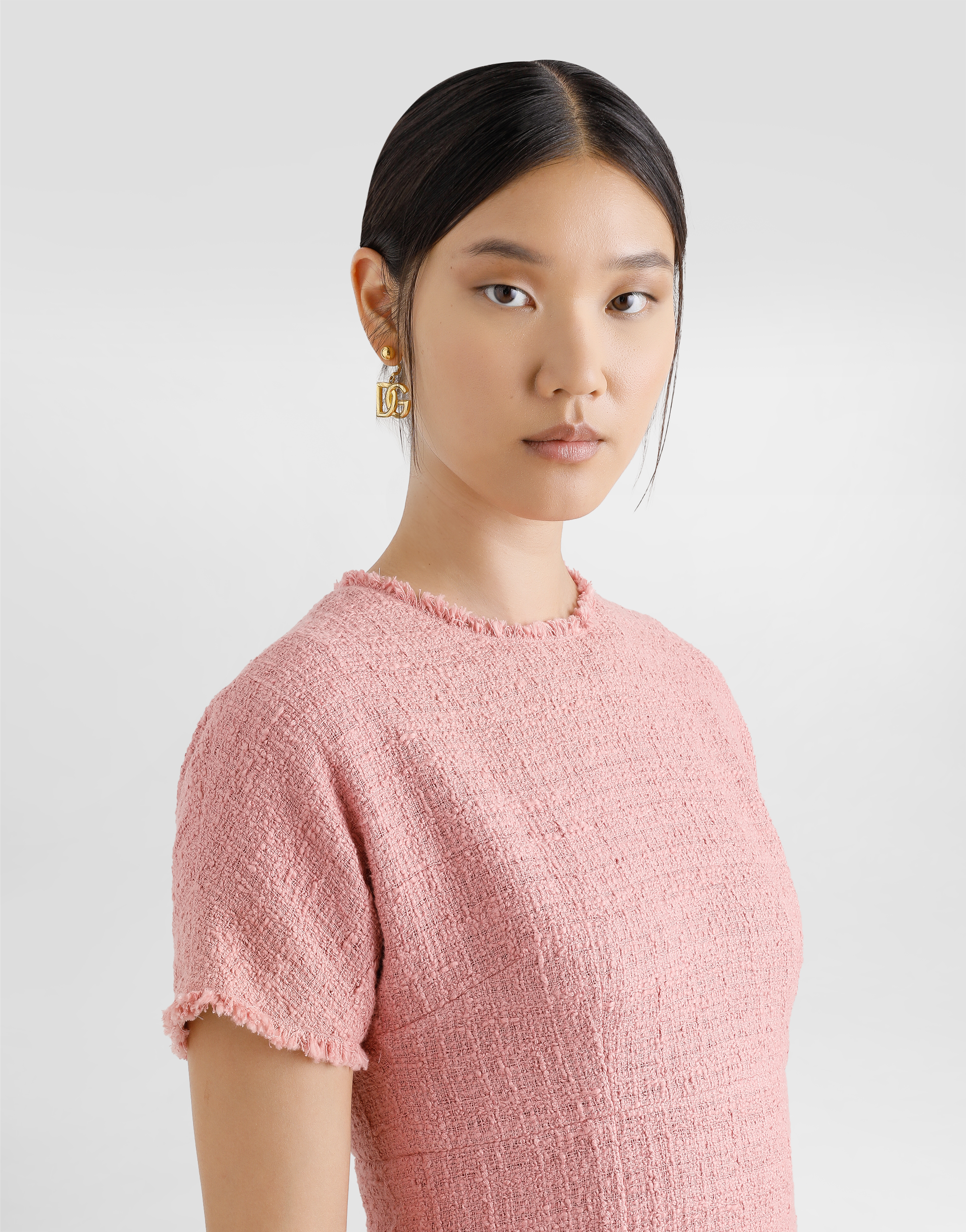 Raschel tweed midi dress with DG logo