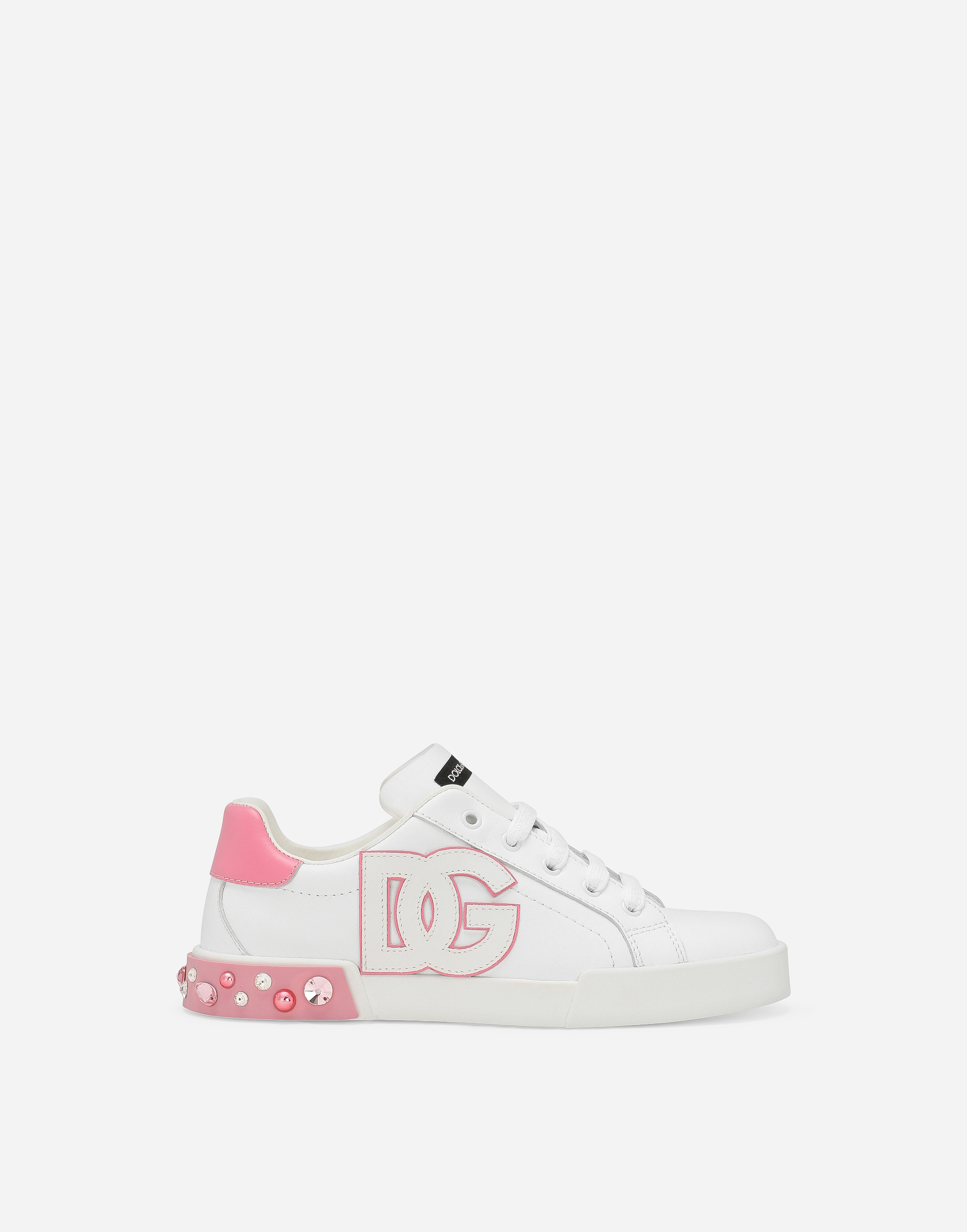 Dolce & Gabbana Calfskin Portofino Sneakers In White