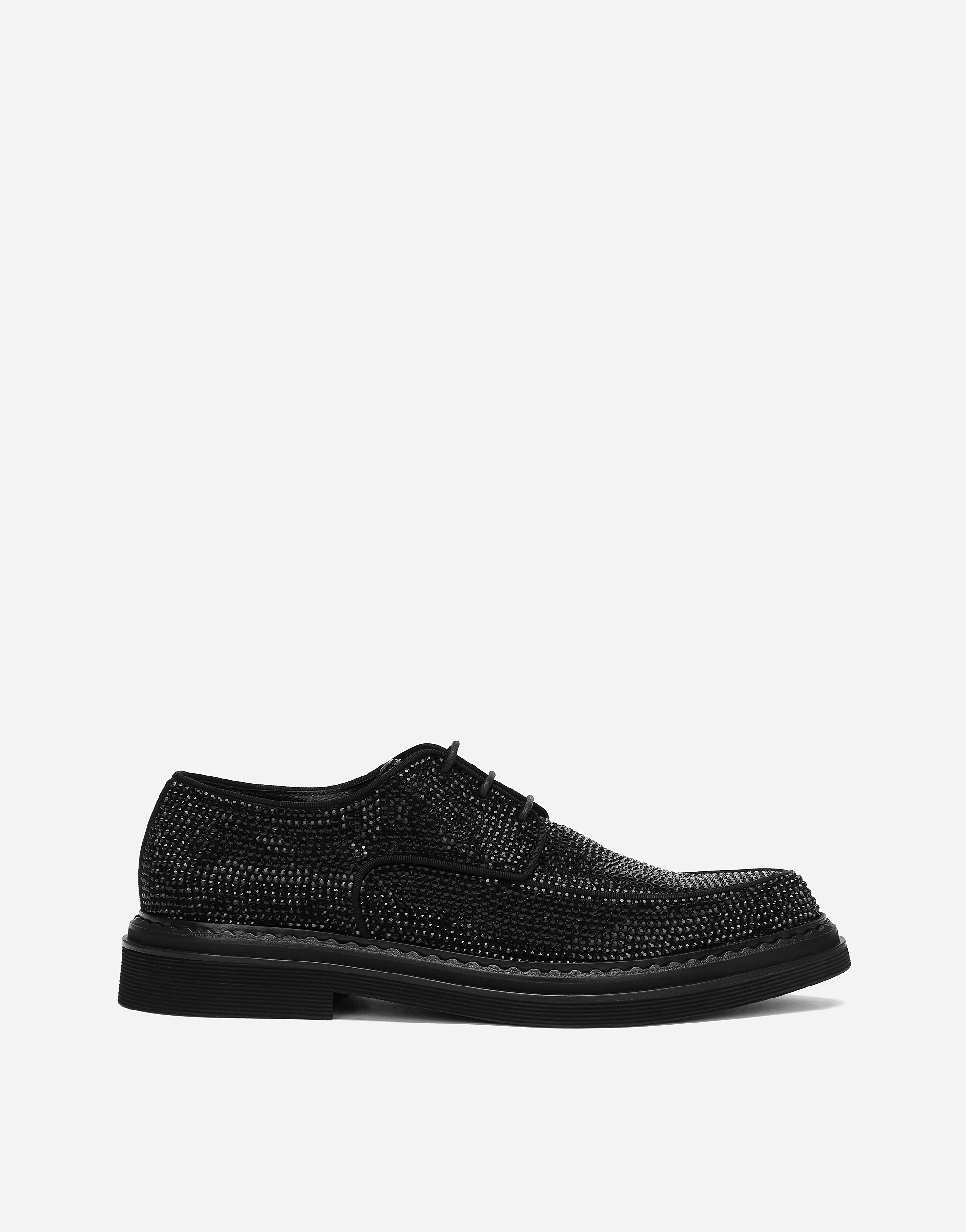 DOLCE & GABBANA SUEDE DERBY SHOES WITH FUSIBLE RHINESTONE DETAILING