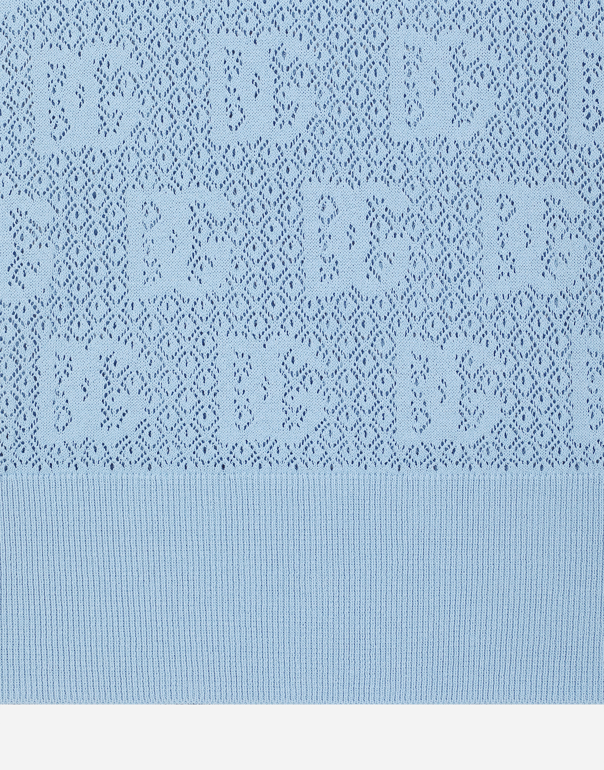 Dolce & Gabbana Lace-stitch Viscose Sweater With Jacquard Dg Logo In Azure