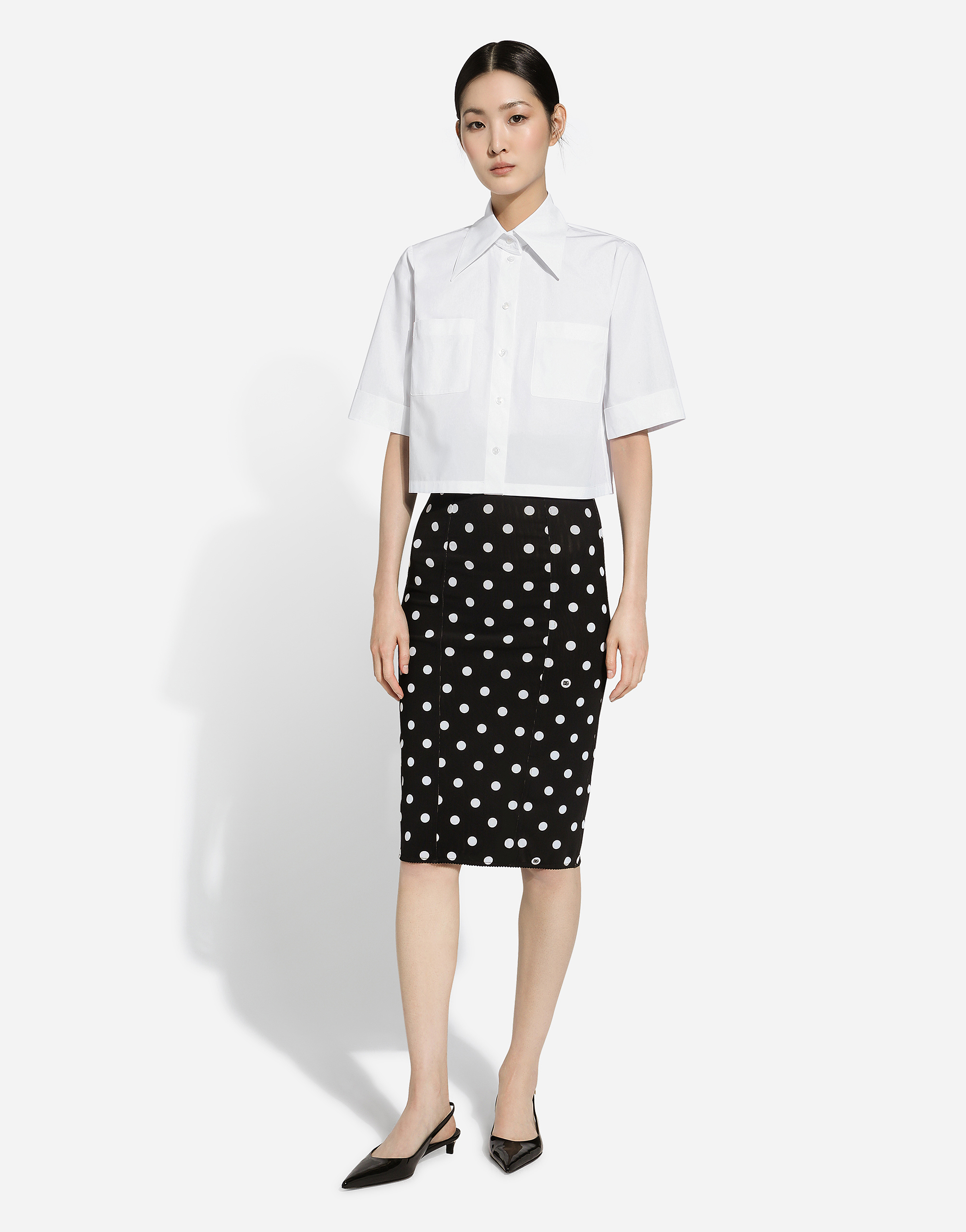 Dolce & Gabbana Cropped Cotton Shirt In ホワイト