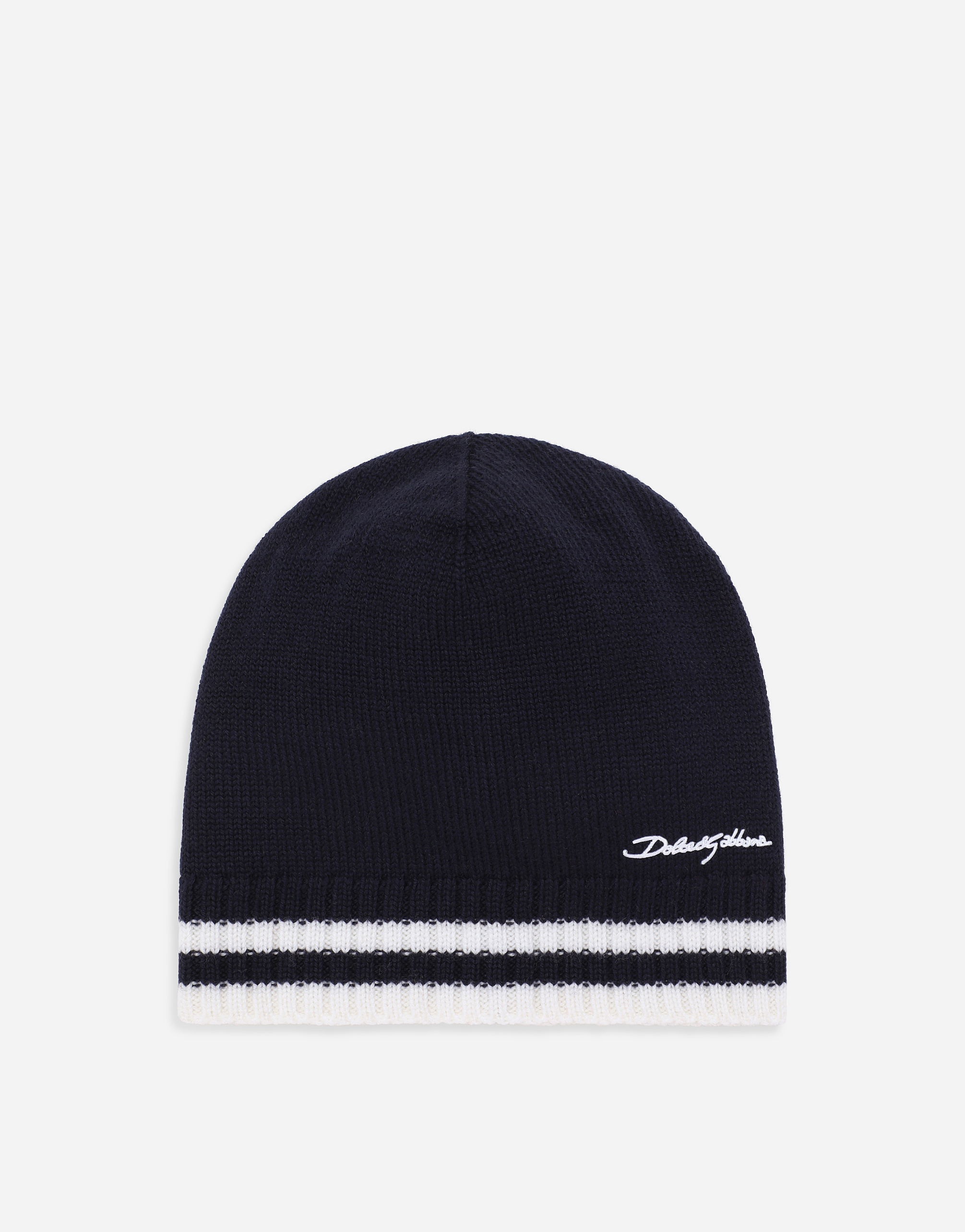 Dolce & Gabbana Knit Hat With Dolce&gabbana Logo In Blue