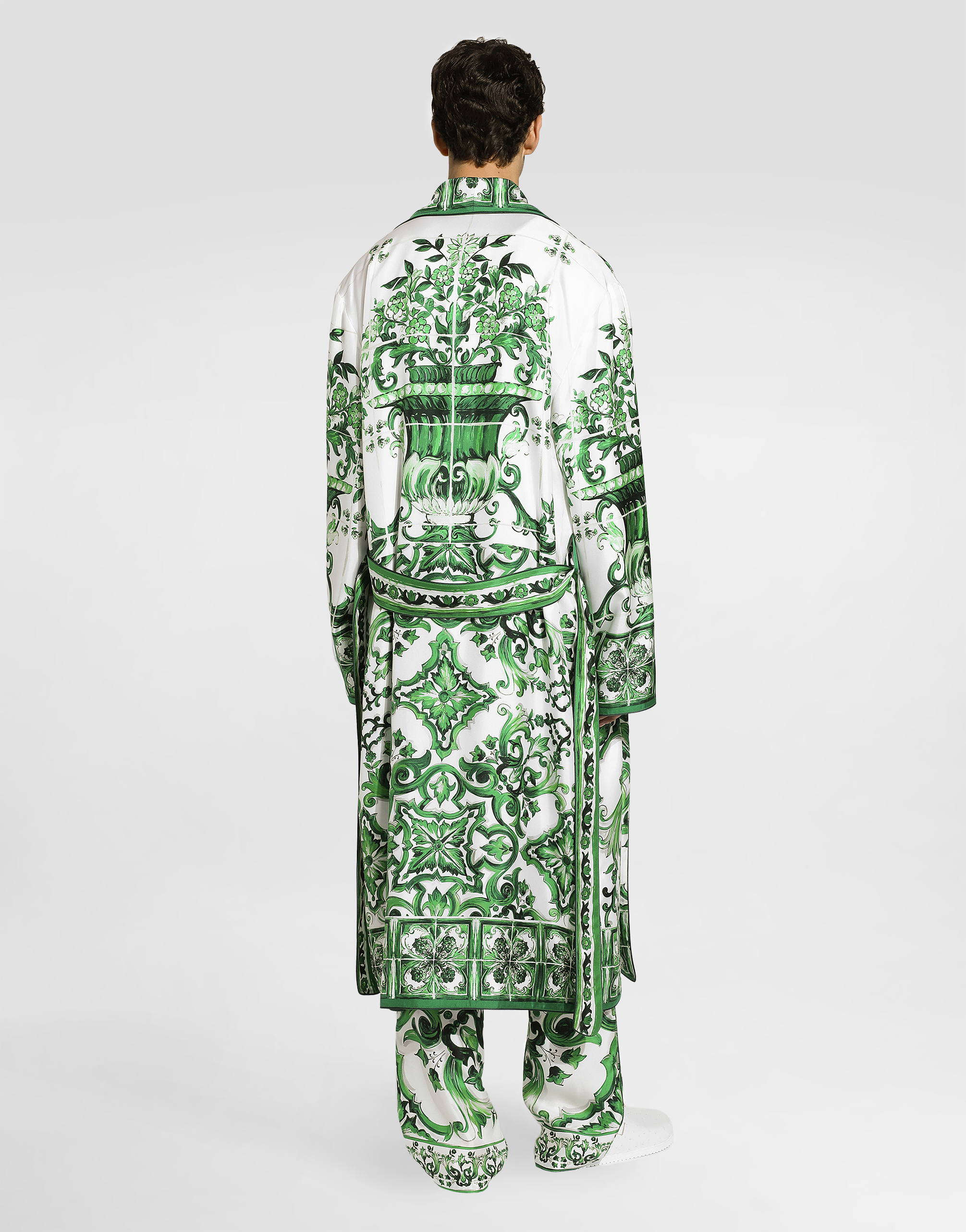  Dolce & Gabbana Oversize Silk And Yarn Shirt With Majolica Print - Man Sweaters And Cardigans Print S 