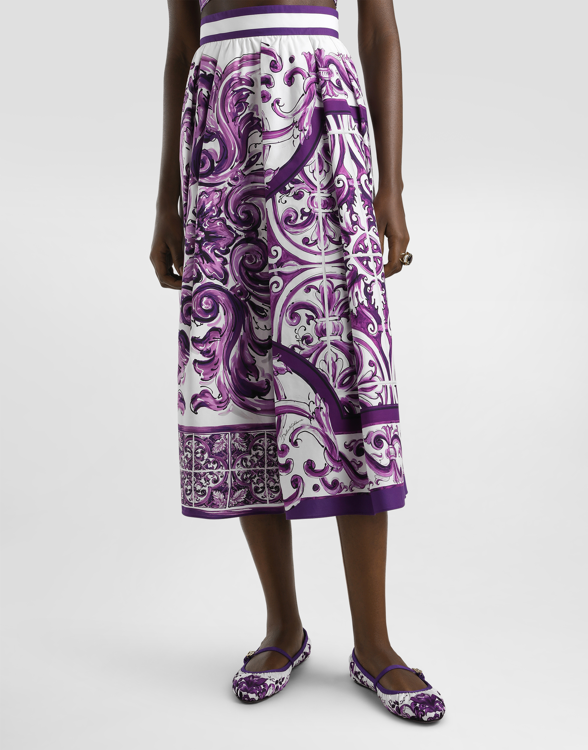 Shop Dolce & Gabbana Majolica-print Pleated Skirt