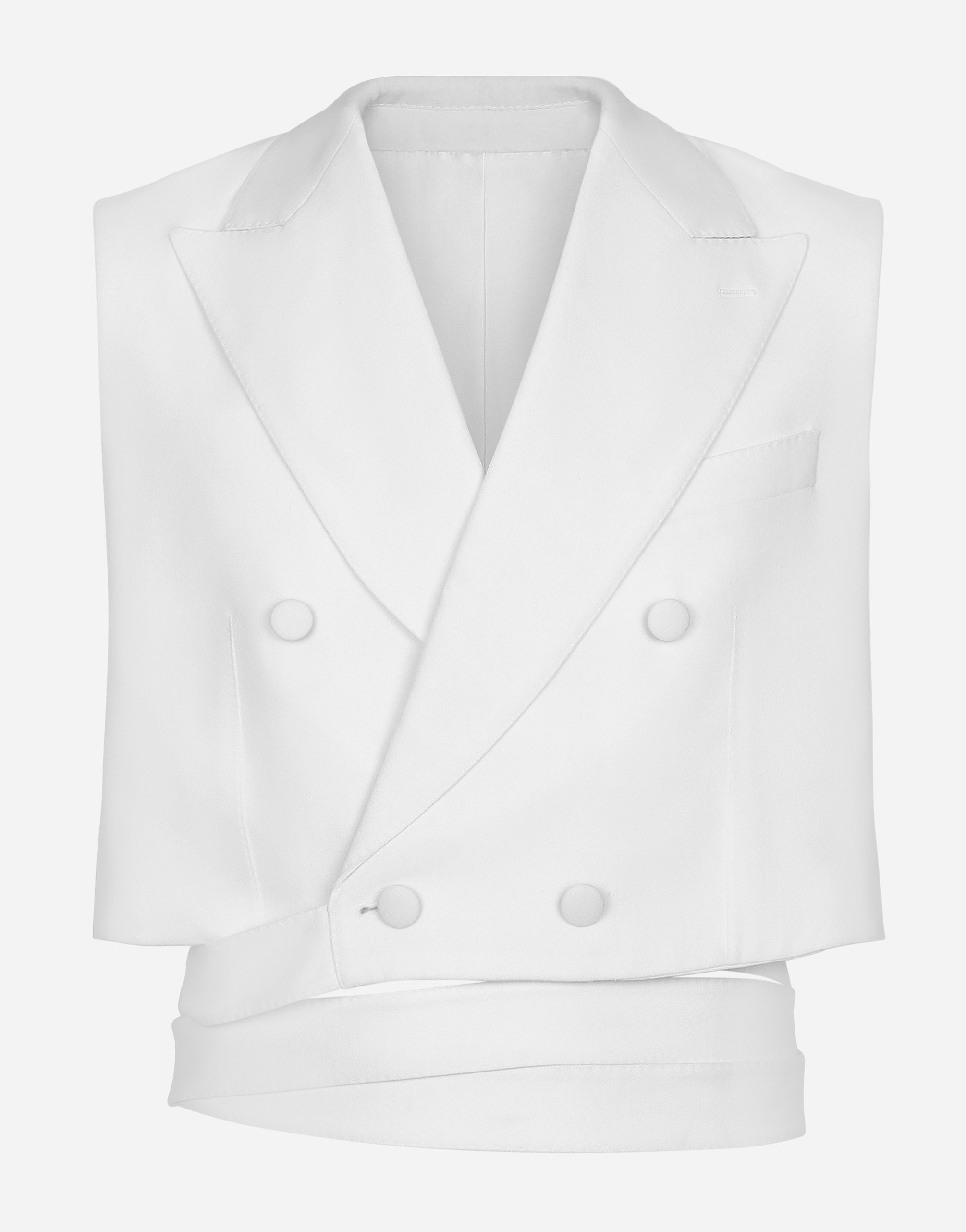 Dolce & Gabbana Belted Cropped Double-breasted Wool Waistcoat - Man Suits And Blazers White
