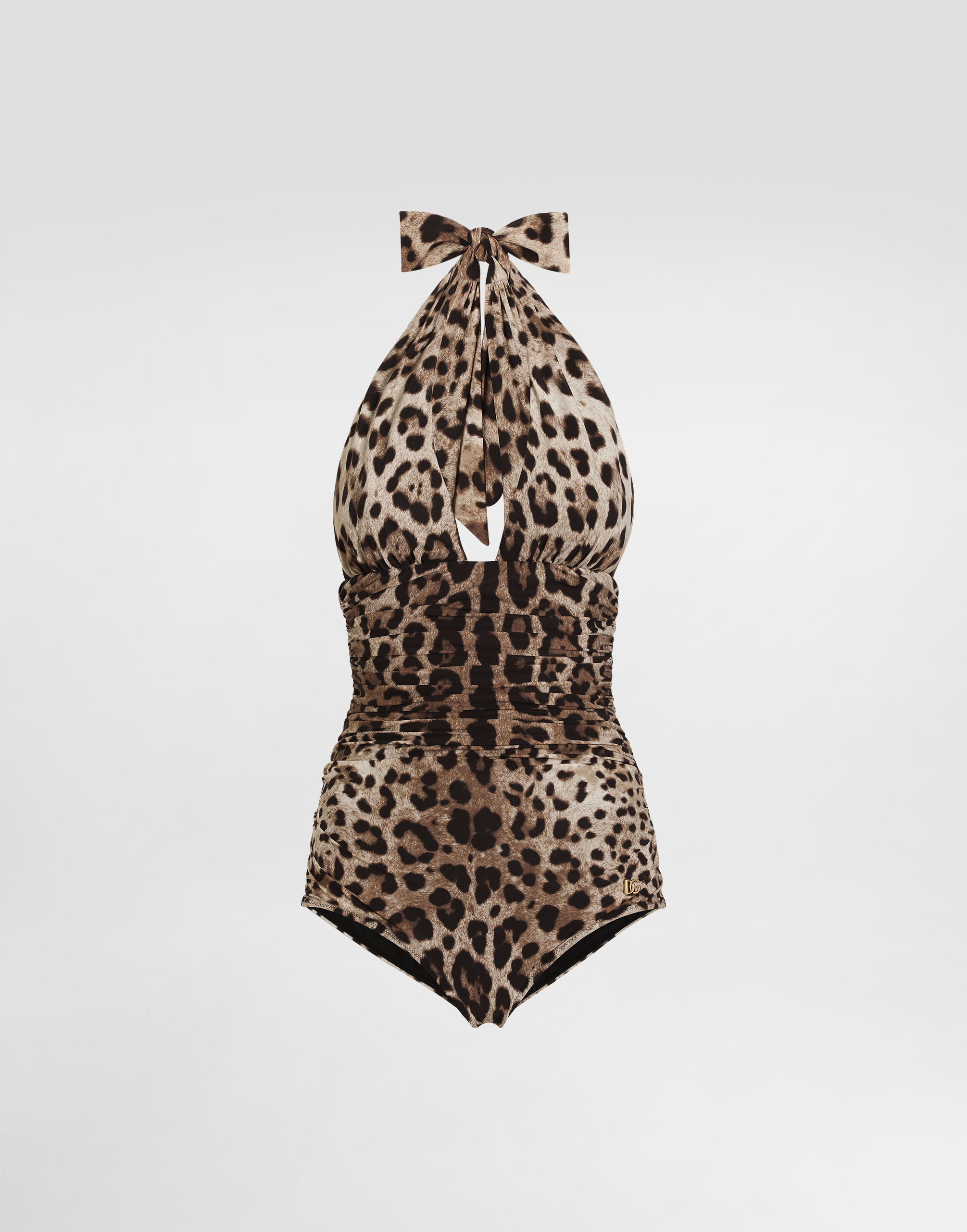 Shop Dolce & Gabbana One-piece Swimsuit With Plunging Neckline And Leopard Print In アニマリエプリント