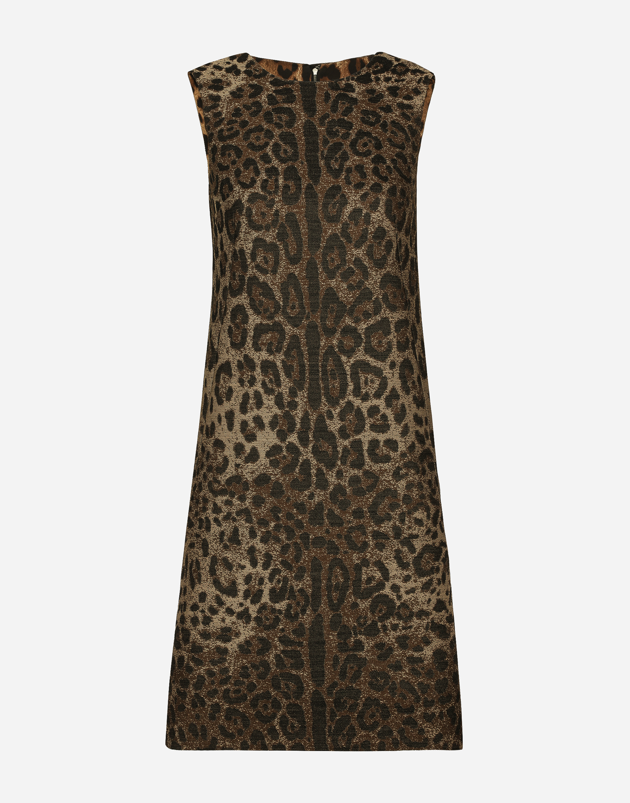 Wool midi dress with jacquard leopard design