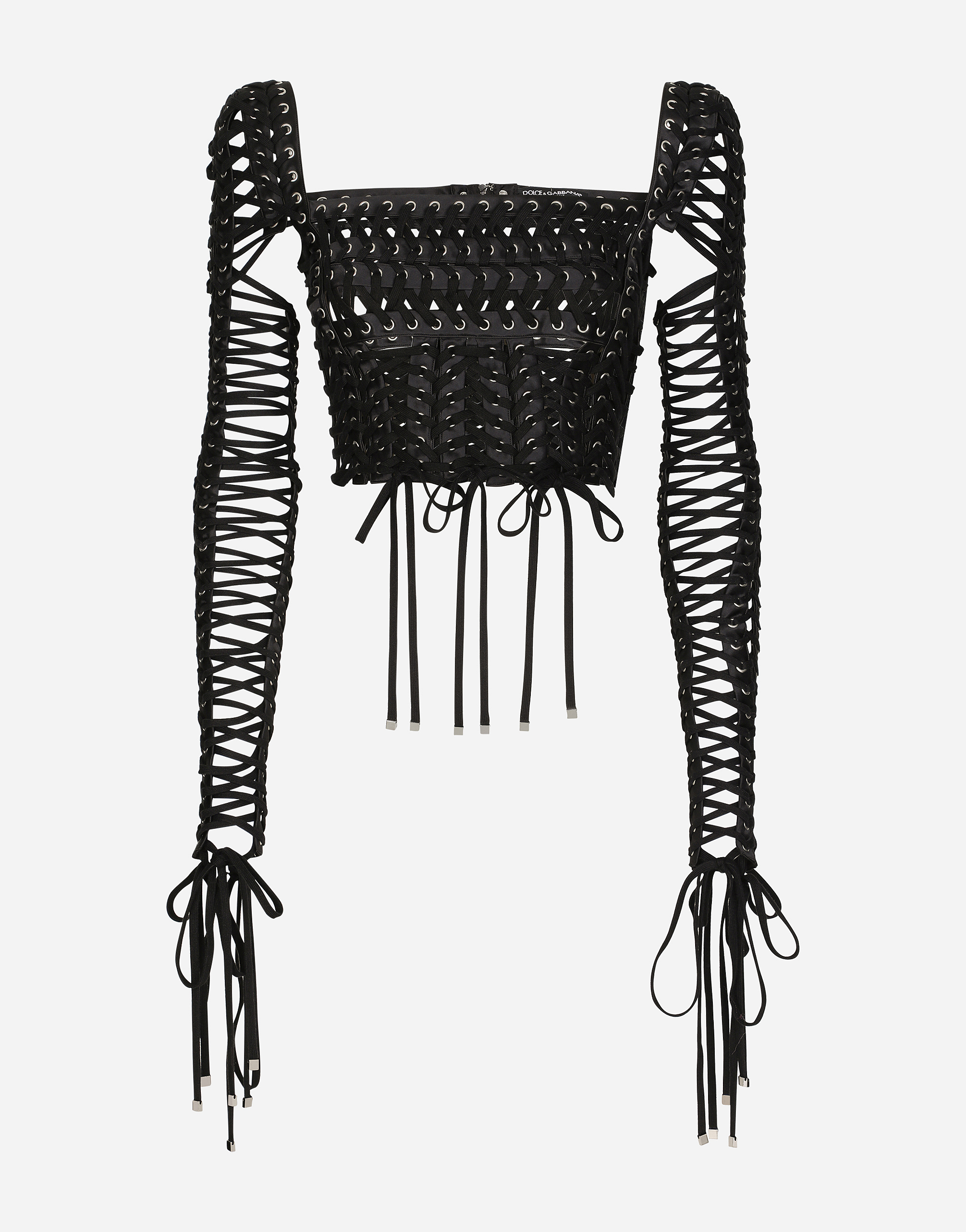 Dolce & Gabbana Lace-up Detailed Bustier Blouse In Multicolor