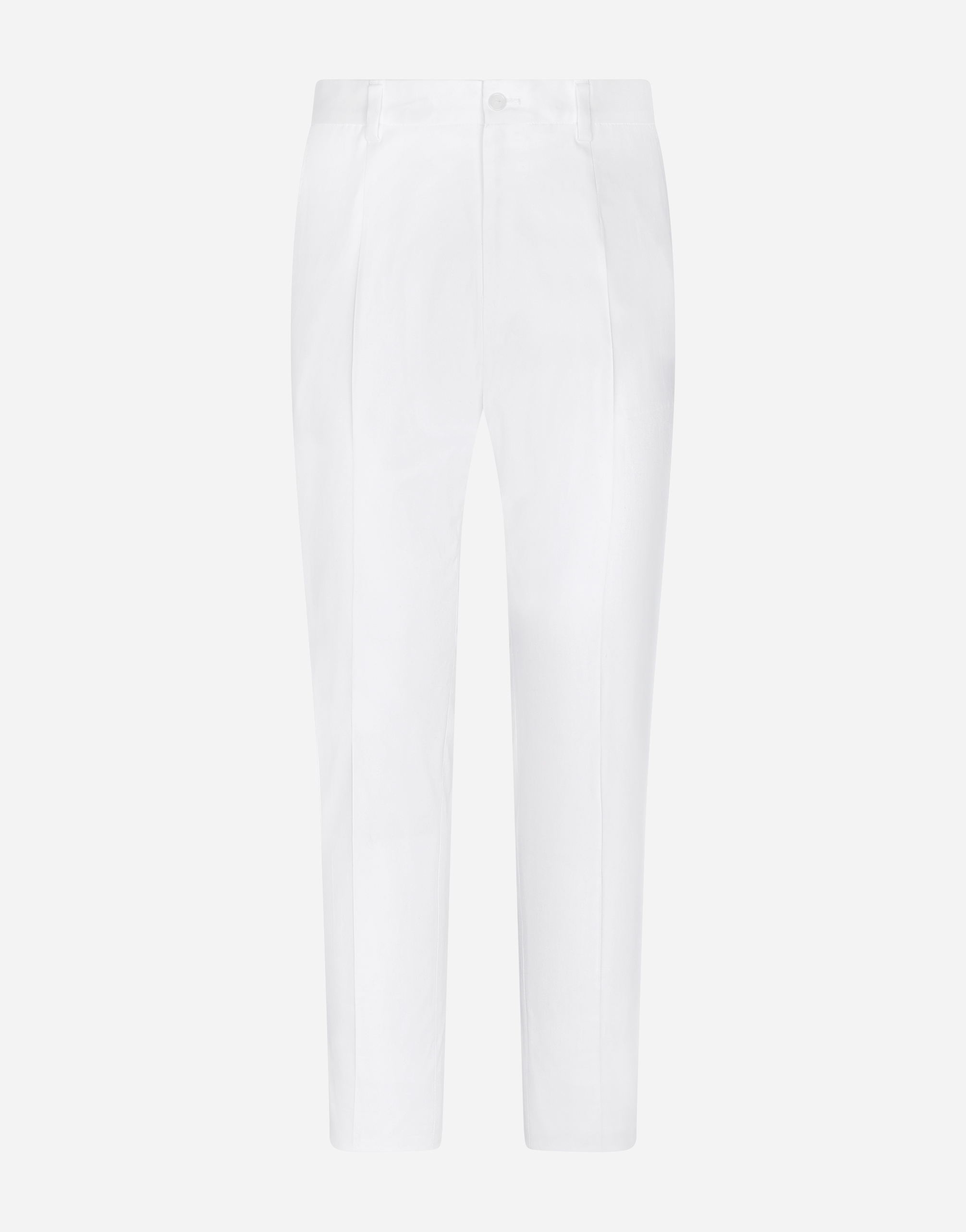 Dolce & Gabbana Stretch Cotton Pants - Man Pants And Shorts White Cotton