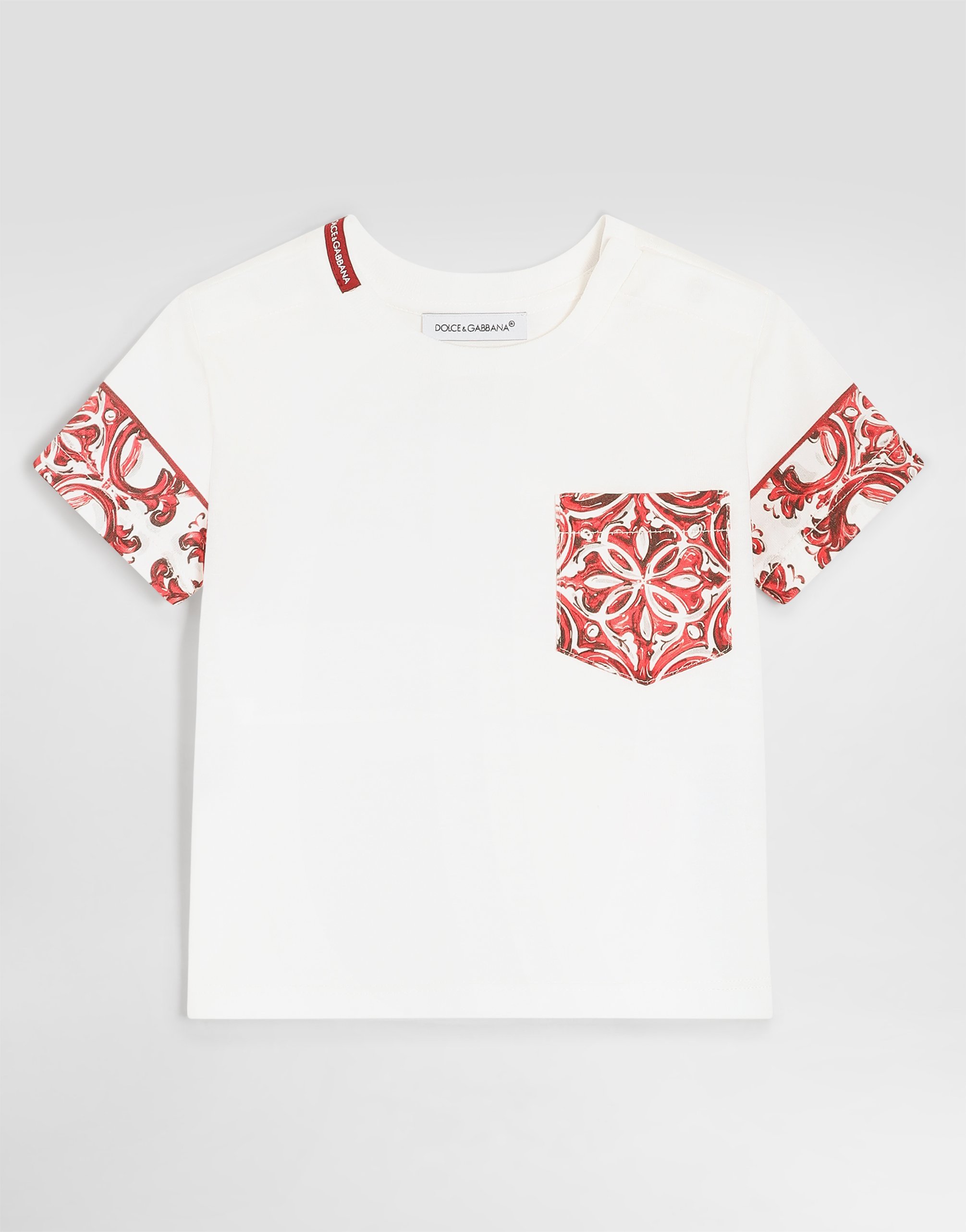 Majolica-print jersey t-shirt in White for Boys | Dolce&Gabbana®