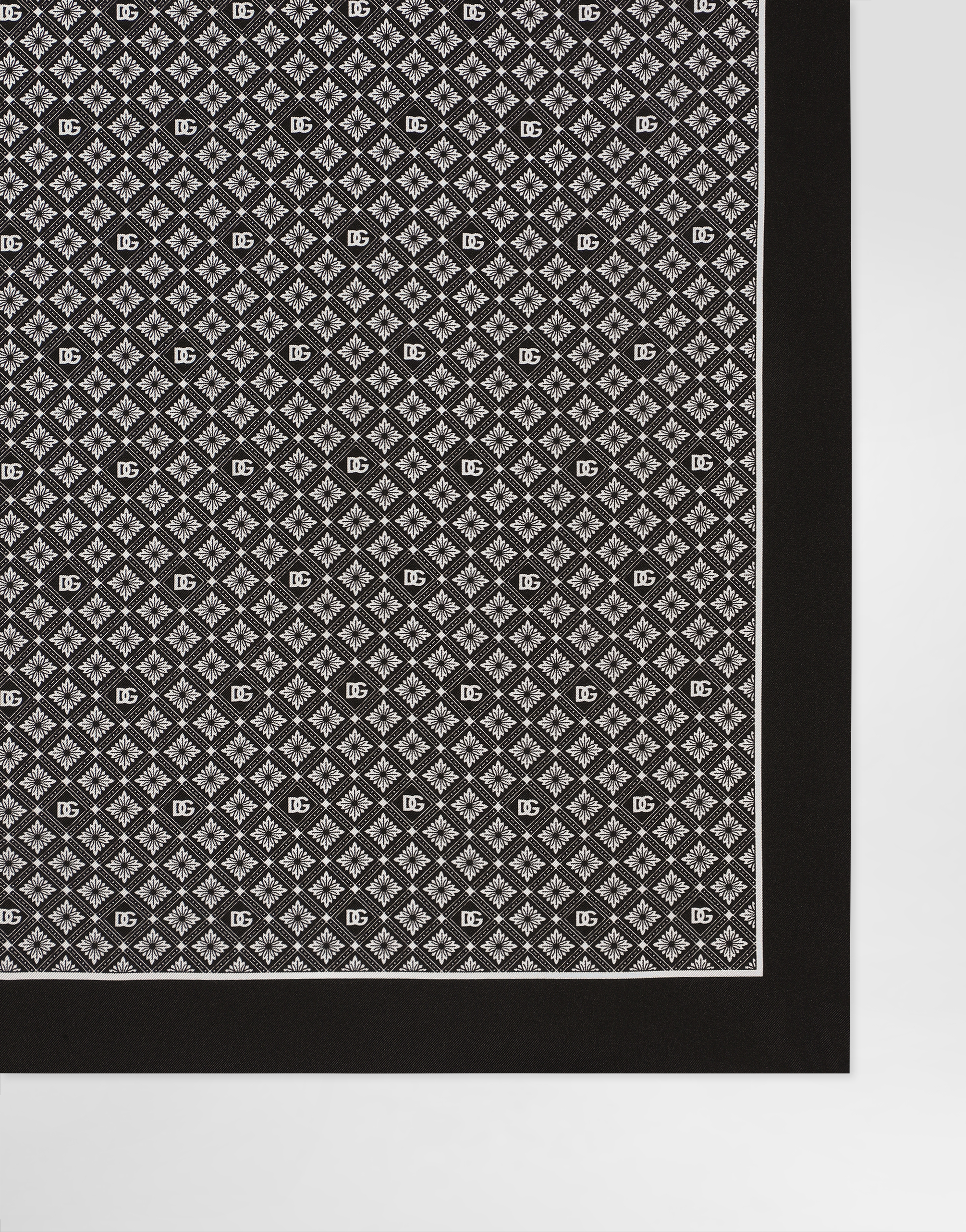 Dolce & Gabbana Silk Scarf With Micro-design And Logo Print In Multicolor