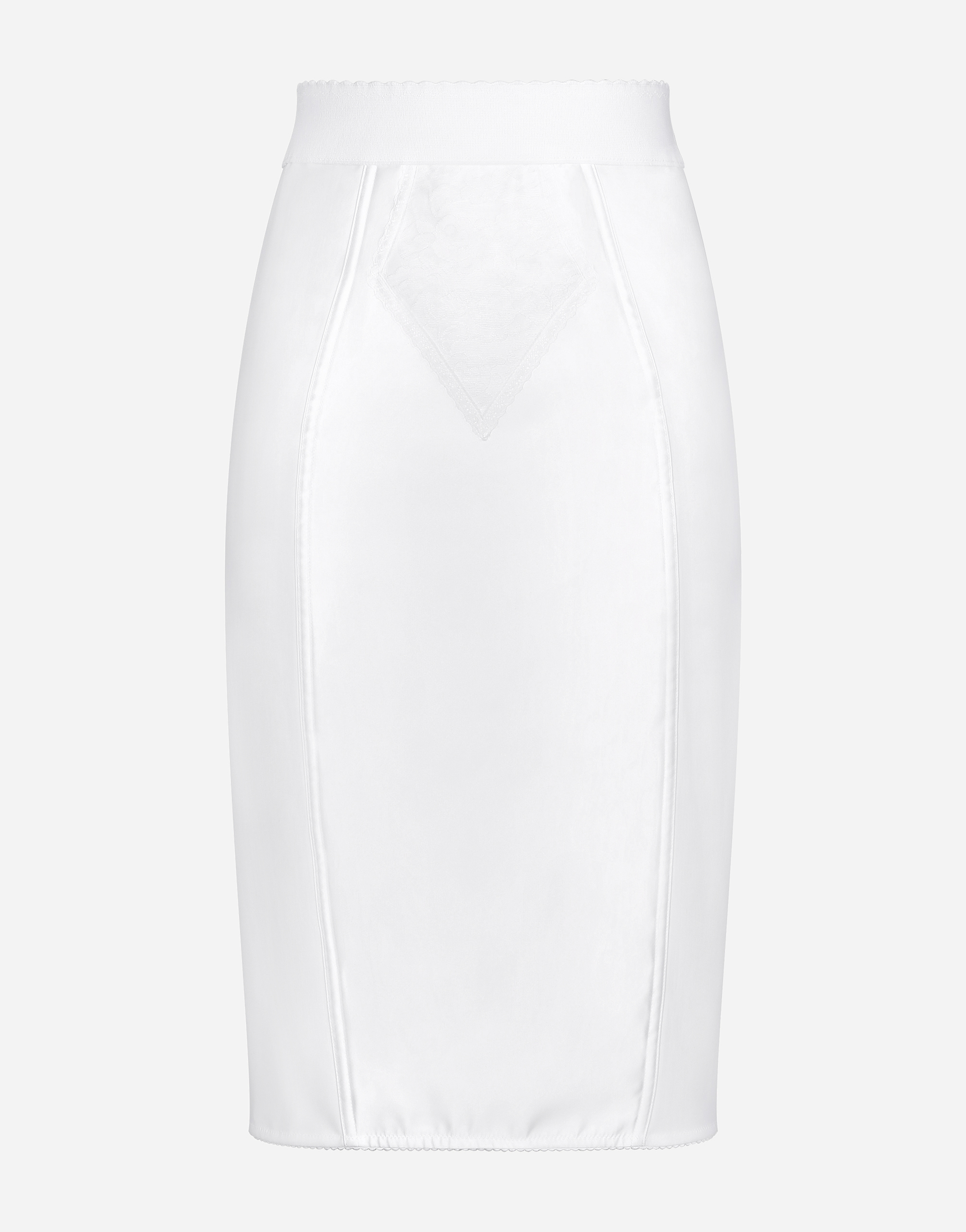 Dolce & Gabbana Marquisette And Satin Skirt With Corset Details - Woman Skirts White Fabric