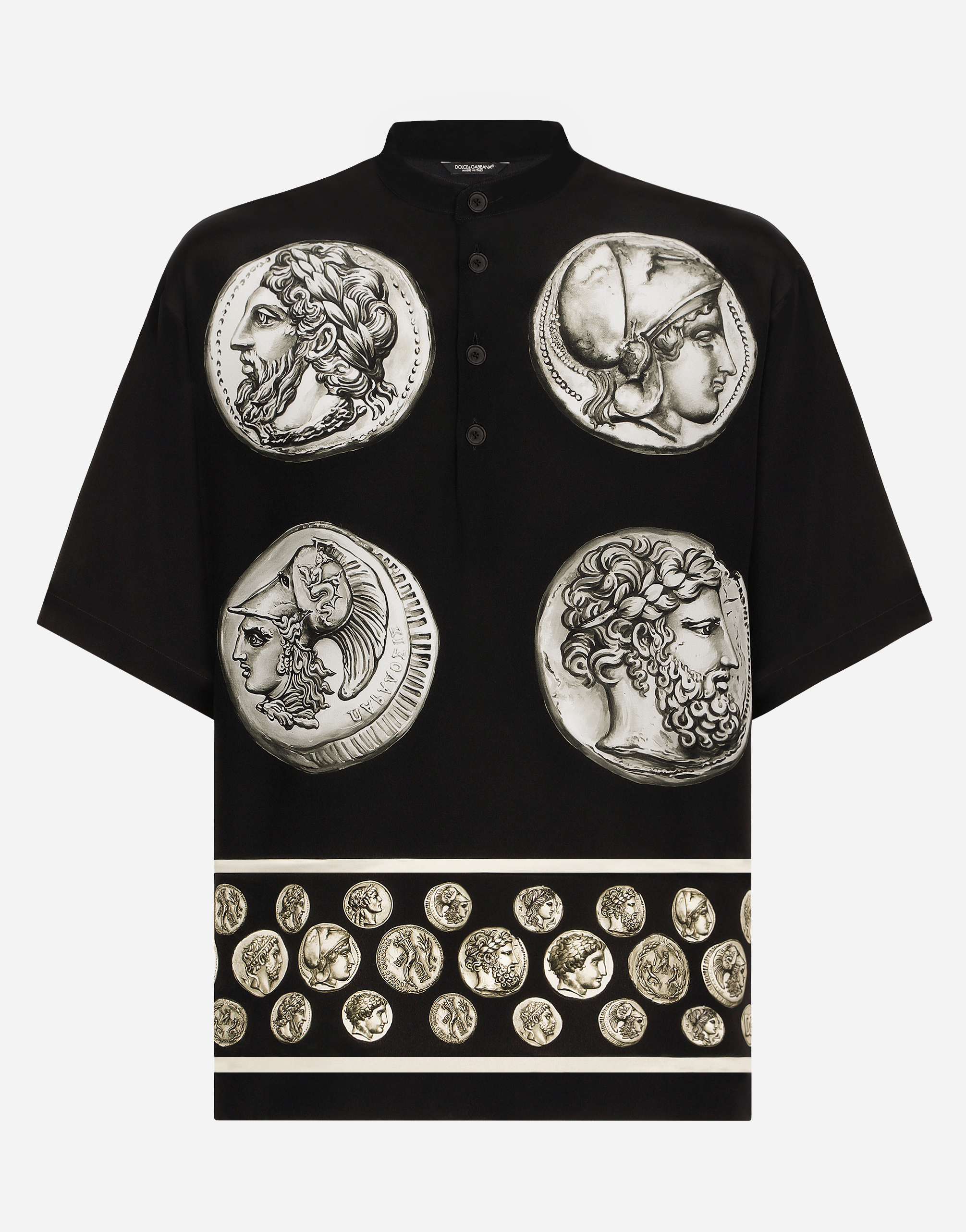 Dolce & Gabbana Coin-print Silk T-shirt In Monete Nero