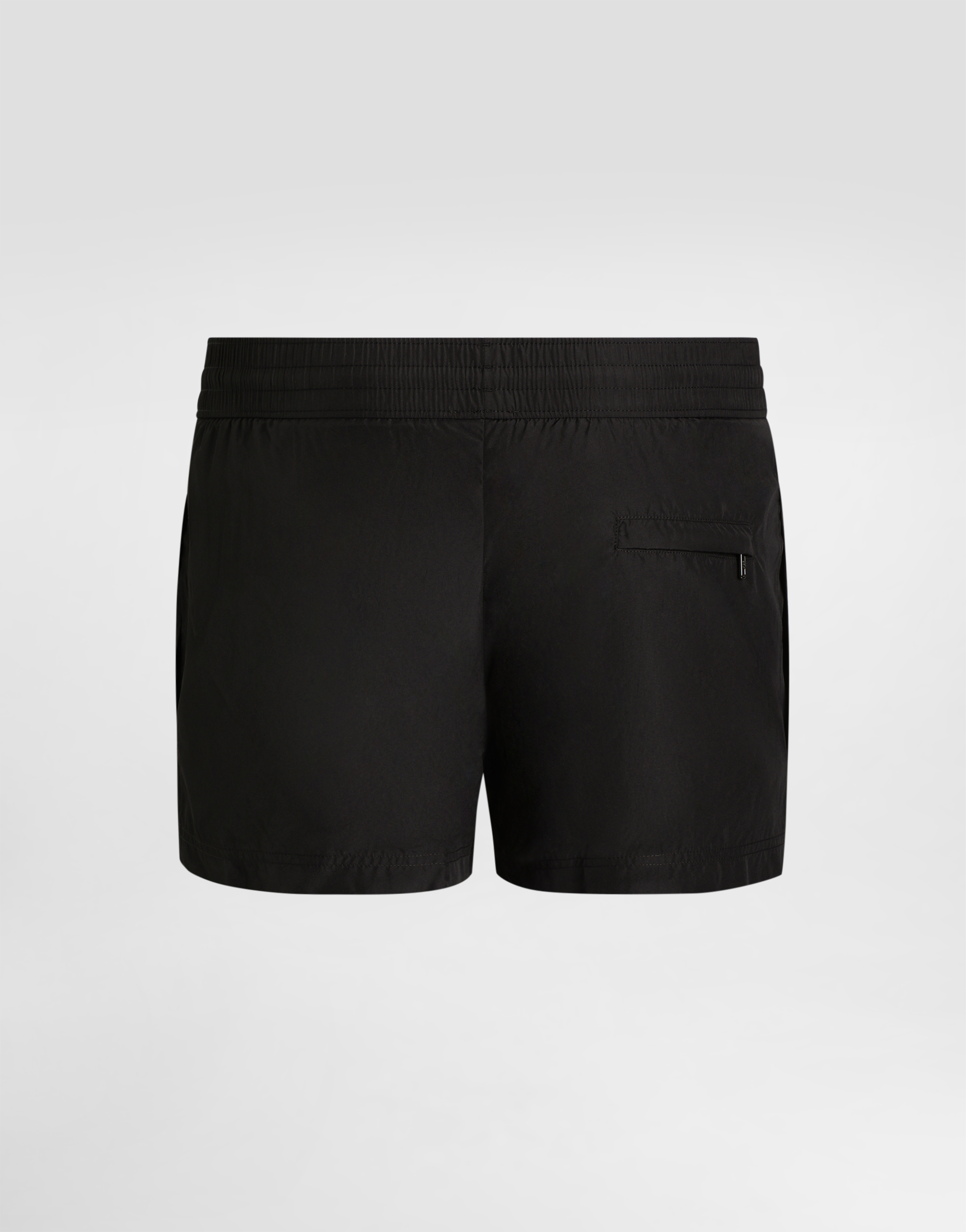 Shop Dolce & Gabbana Short Swim Trunks With Branded Plate In Black