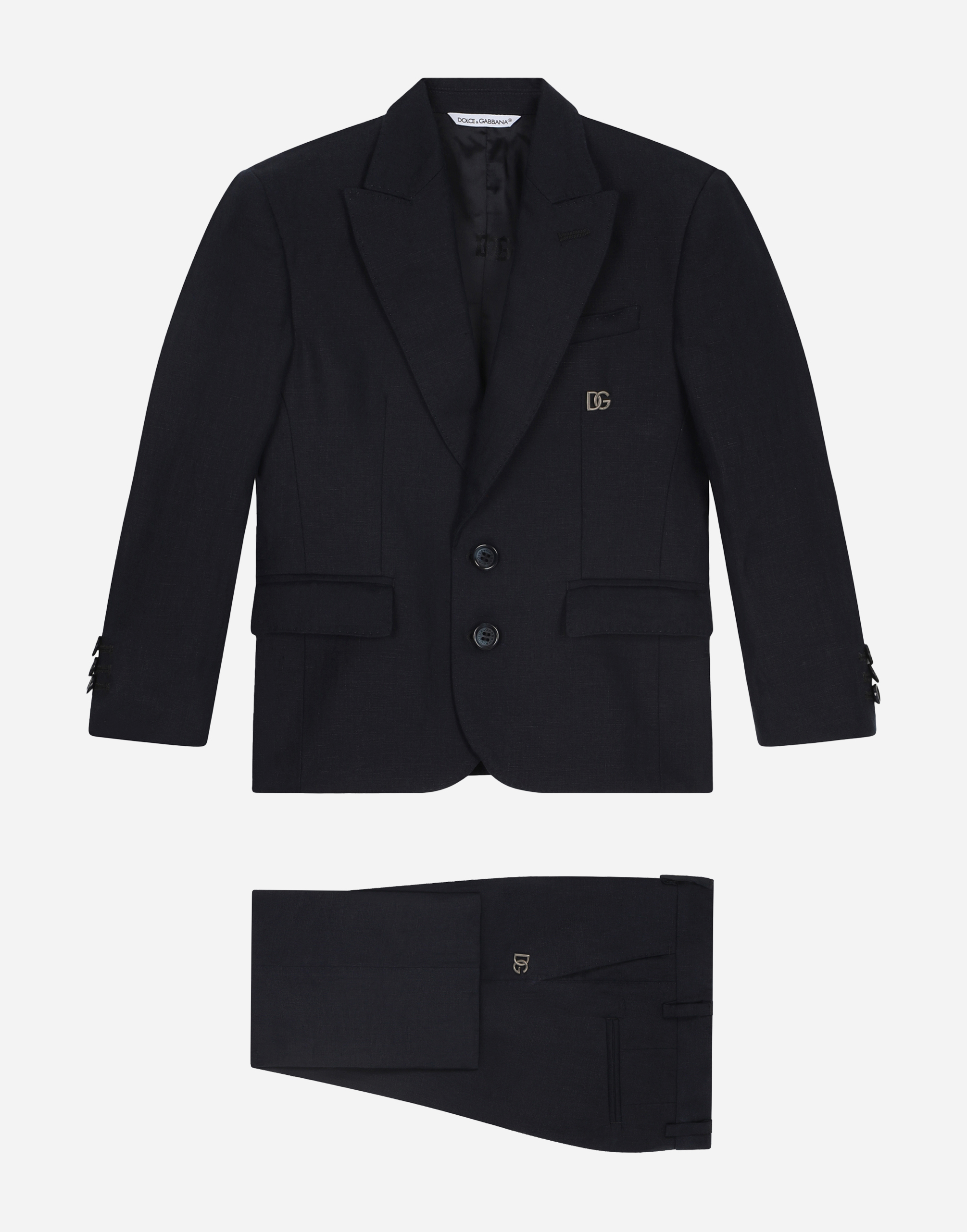 Dolce & Gabbana Ensambles 2 Bottoni - Man Suits Blue Linen 2 Years
