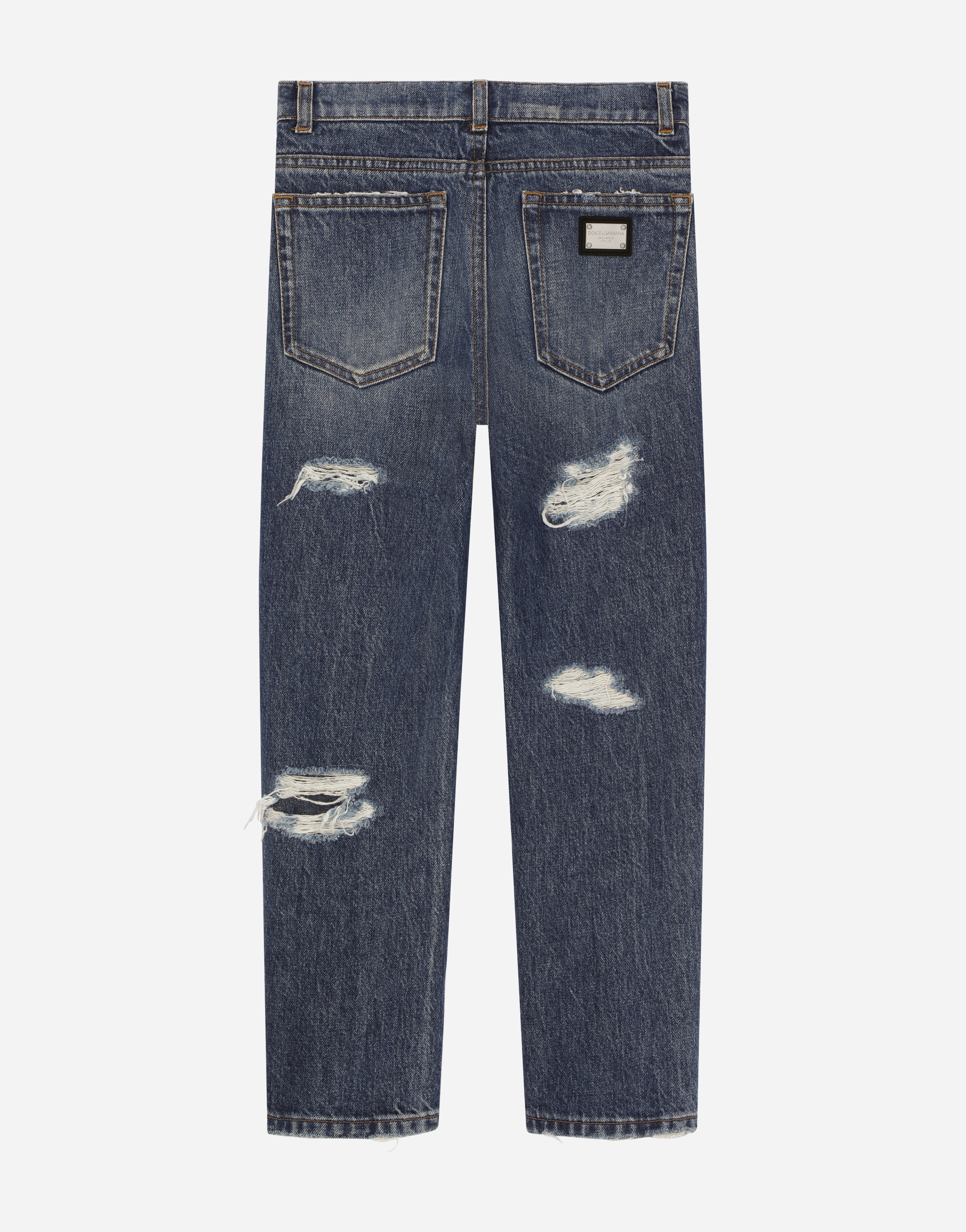 Shop Dolce & Gabbana 5-pocket Ripped Denim Jeans In Multicolor