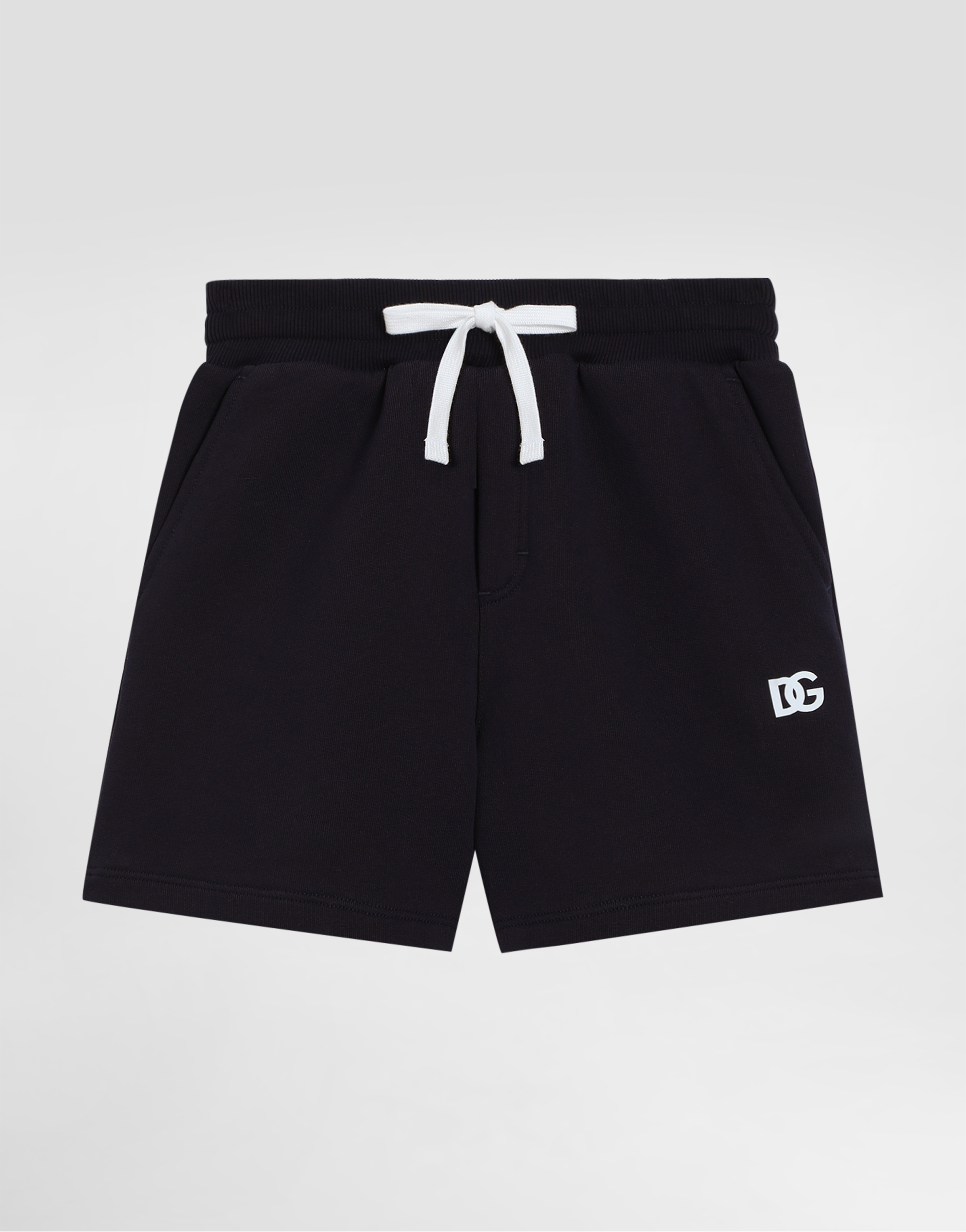 Dolce & Gabbana Piqué Shorts With Dg Logo In Blu Scurissimo 1