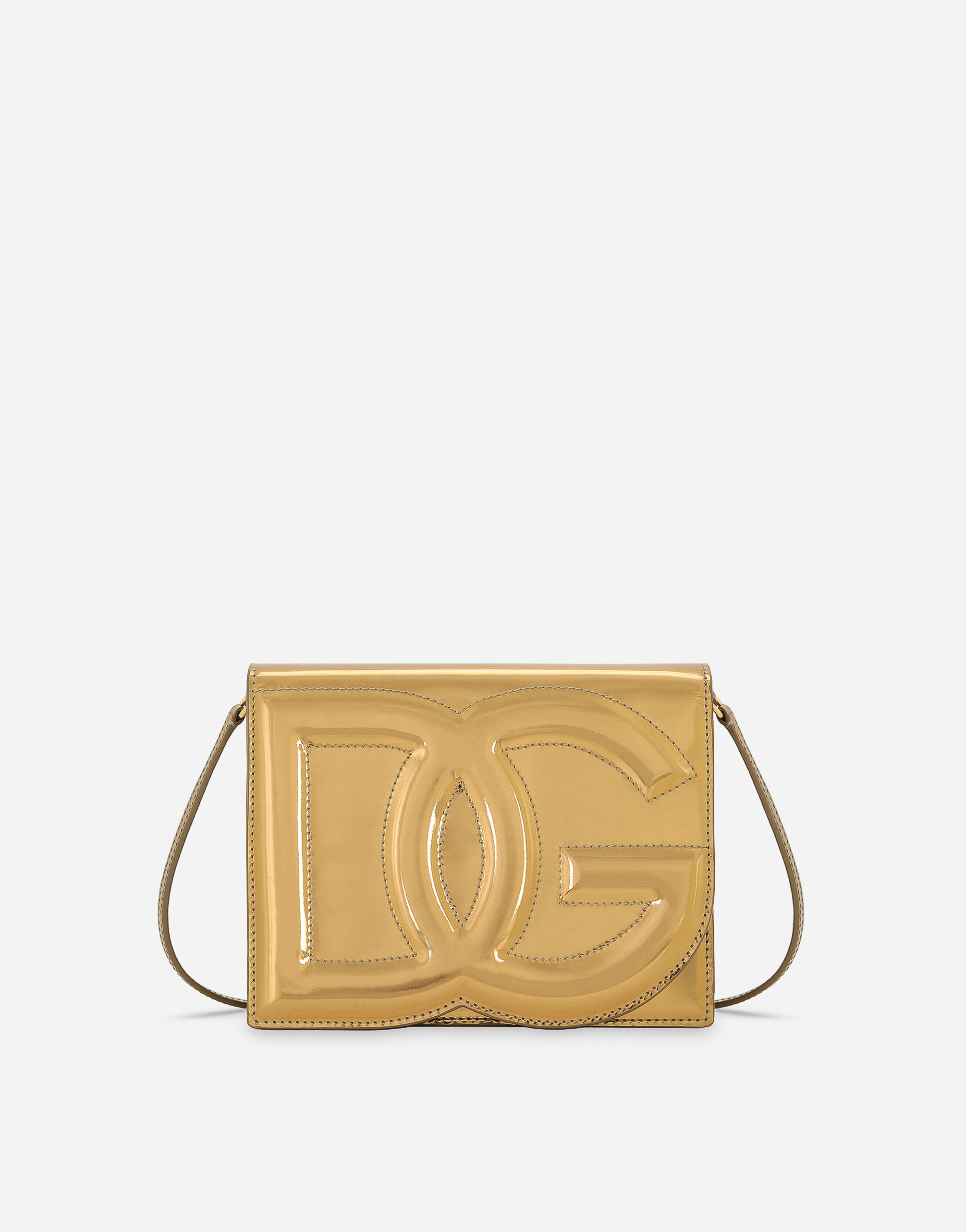 Dolce & Gabbana Dg Logo Bag Crossbody Bag - Woman Shoulder And Crossbody Bags Gold Leather Onesize