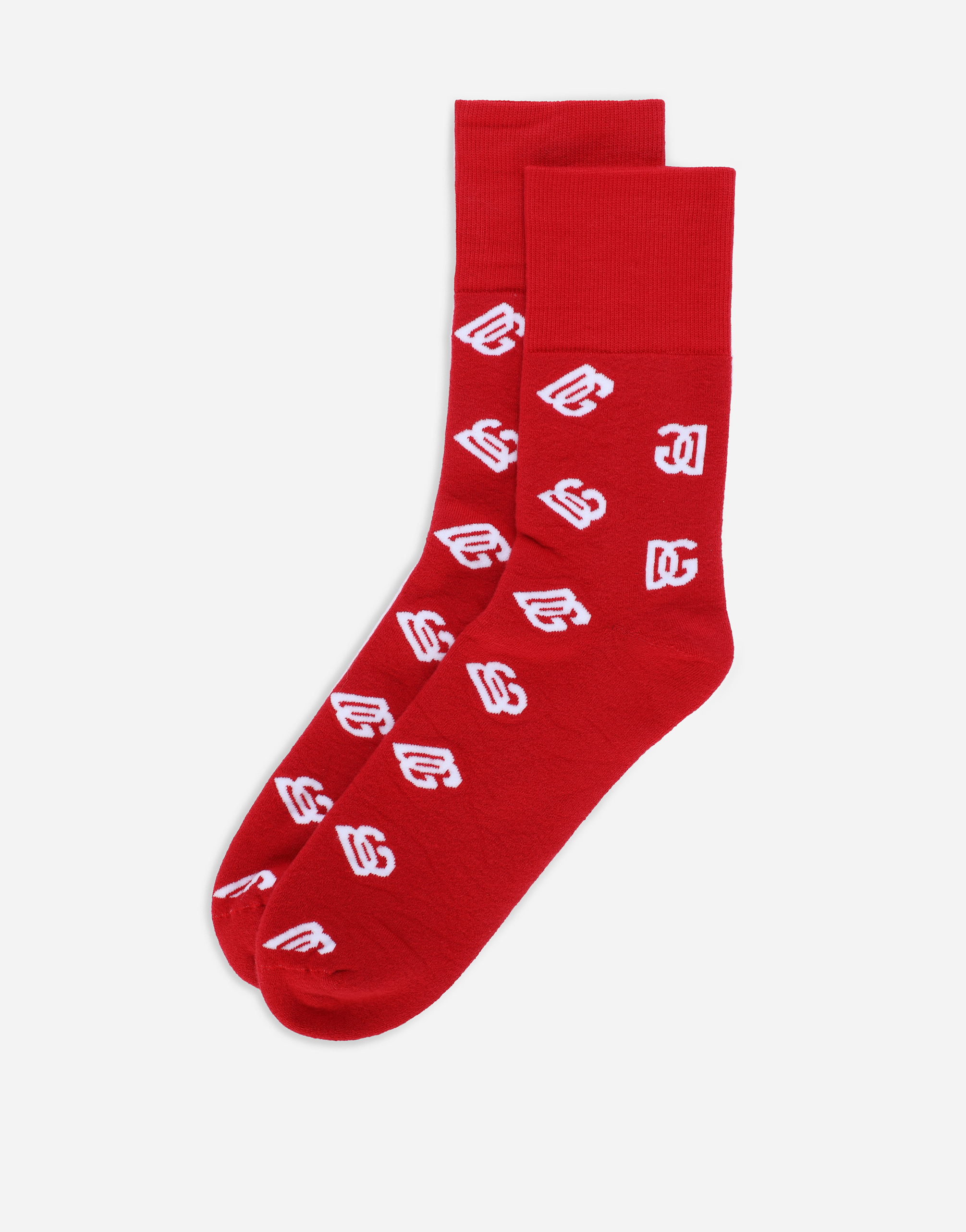 DOLCE & GABBANA STRETCH COTTON JACQUARD SOCKS WITH DG MONOGRAM