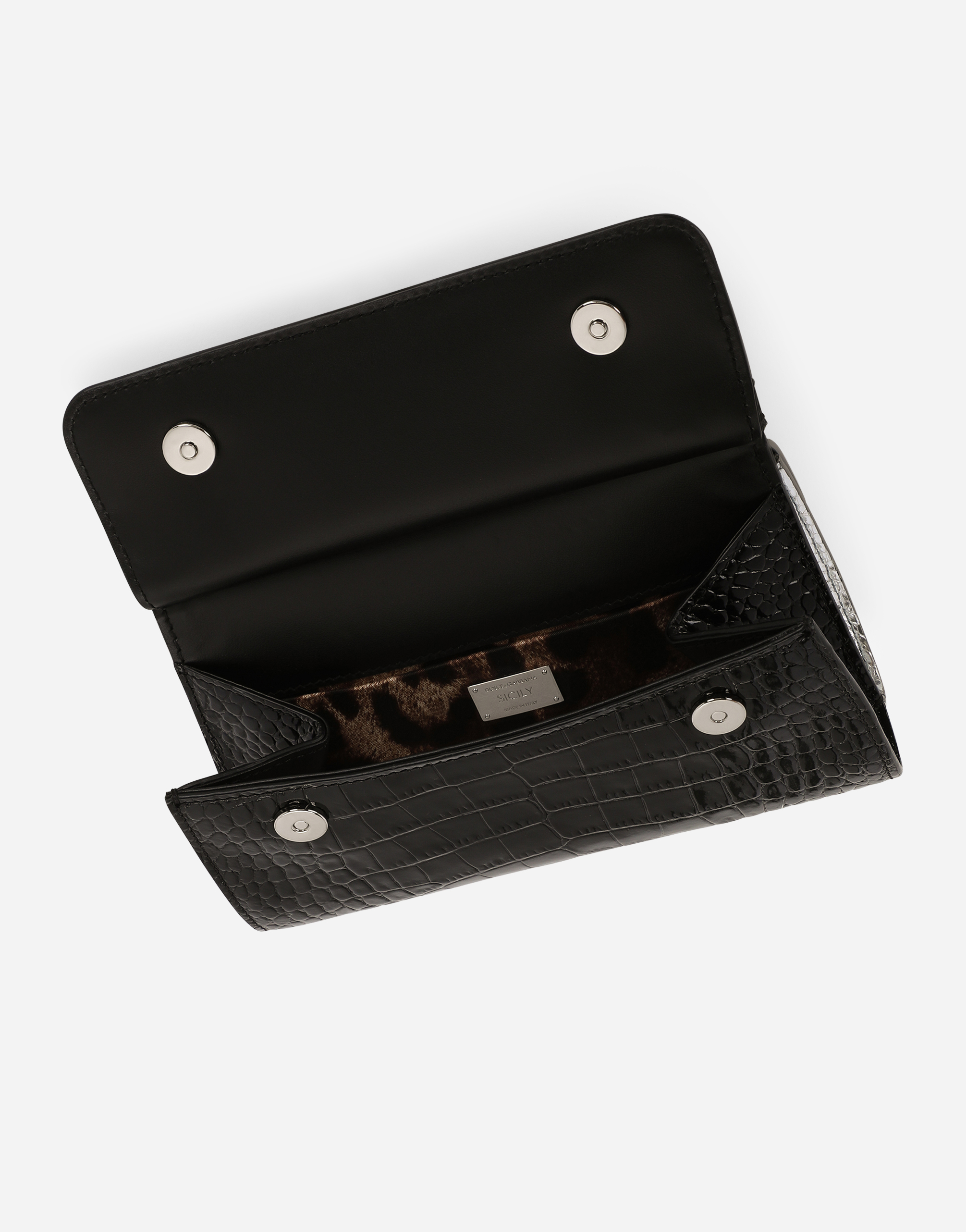 DOLCE & GABBANA SMALL SICILY BAG IN CROCODILE-PRINT CALFSKIN AND PYTHON SKIN