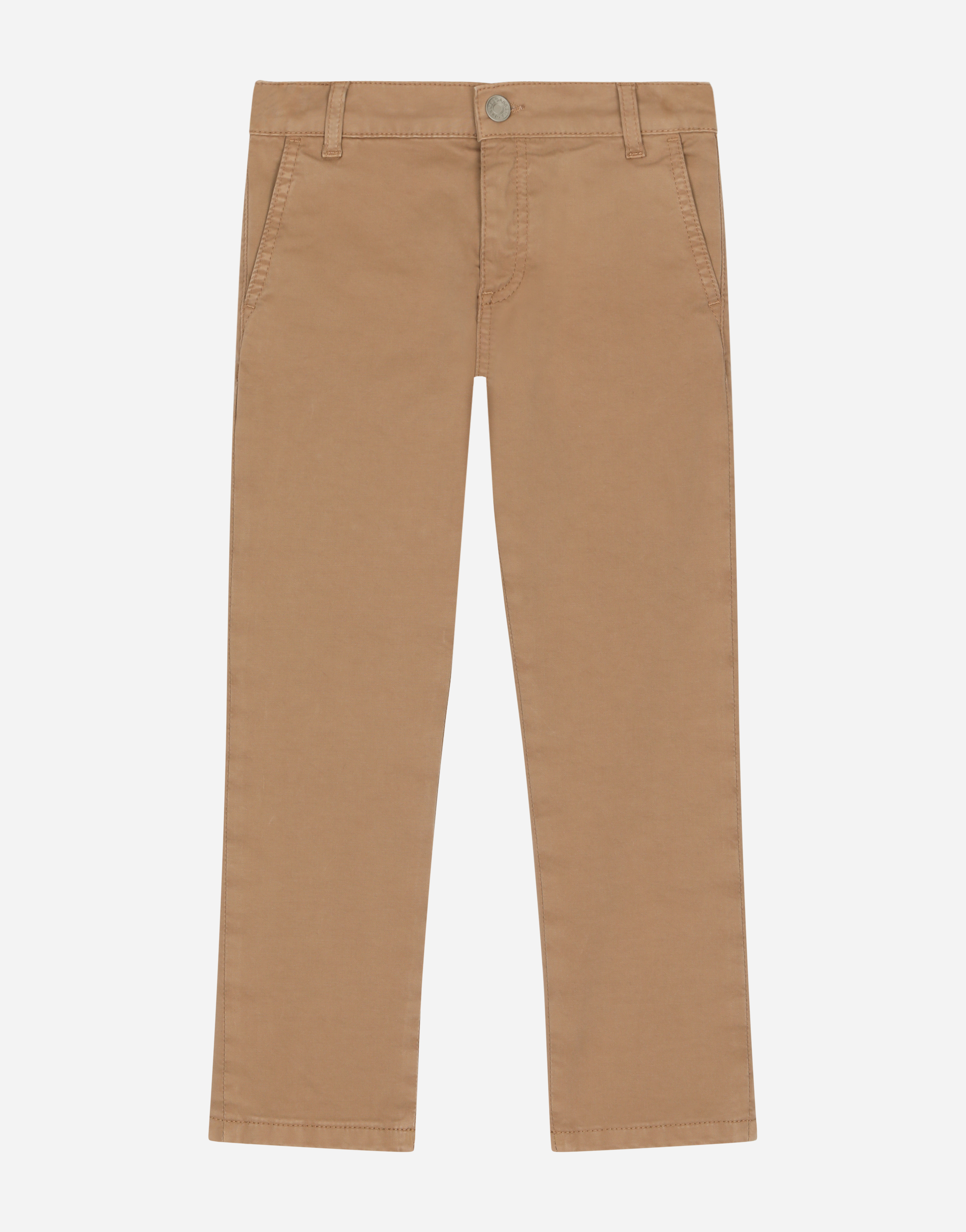 Dolce & Gabbana Classic Plain-knit Cotton Pants With Logo Tag In Beige