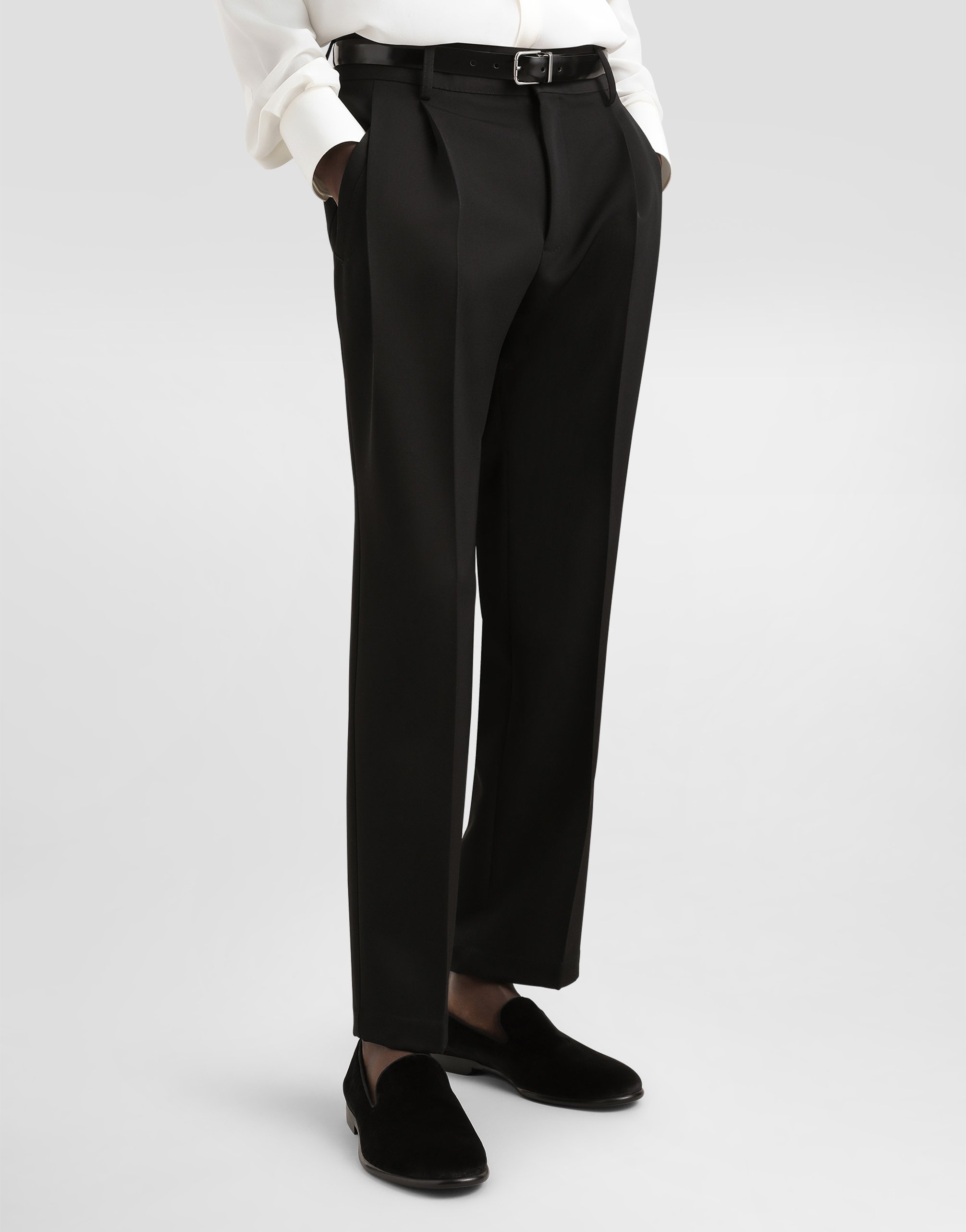 Dolce & Gabbana Cotton-gabardine Tailored Trousers - Men's - Cotton/spandex/elastane In Black