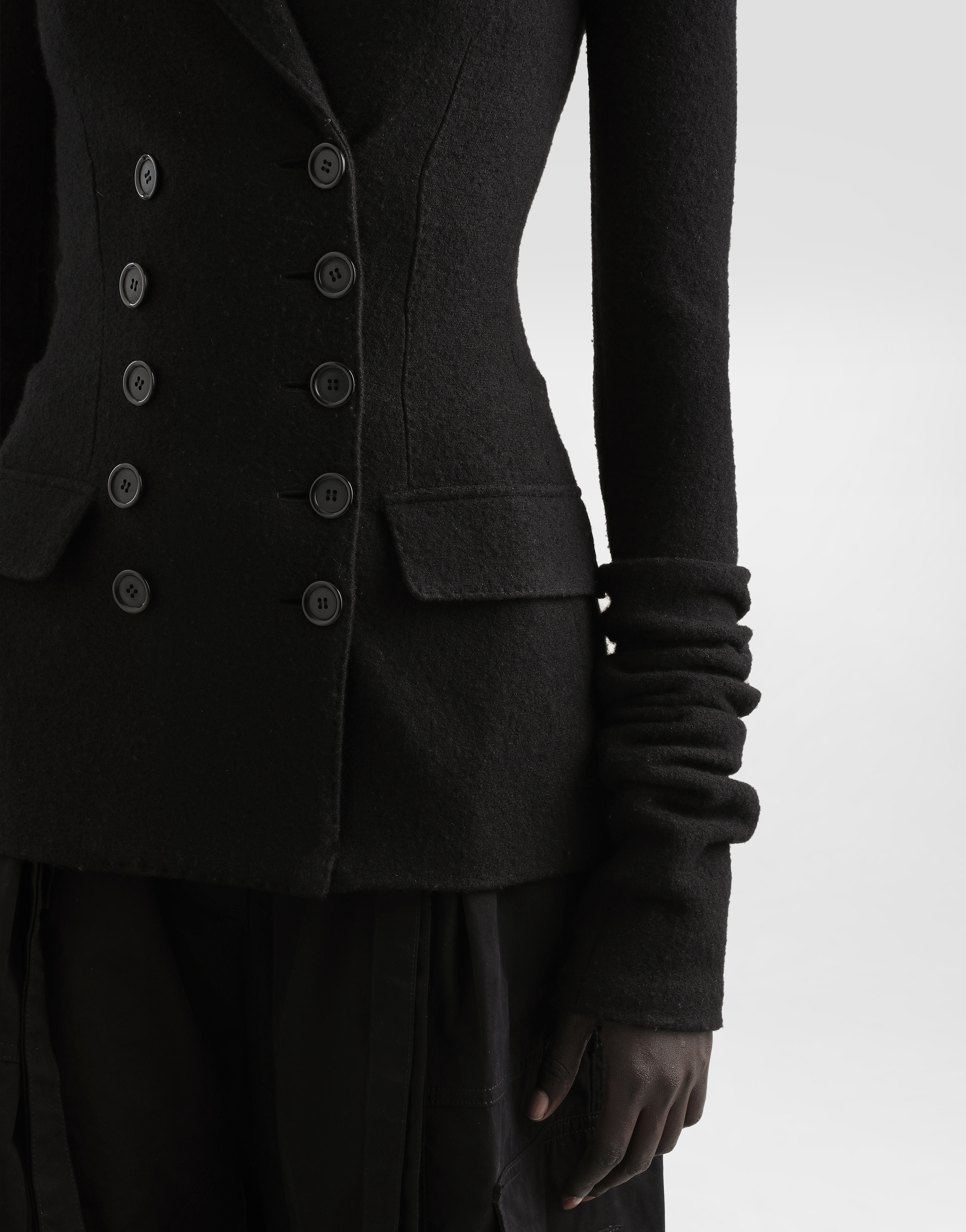 Dolce & Gabbana Double-breasted Jacket In Wool Cloth In Black