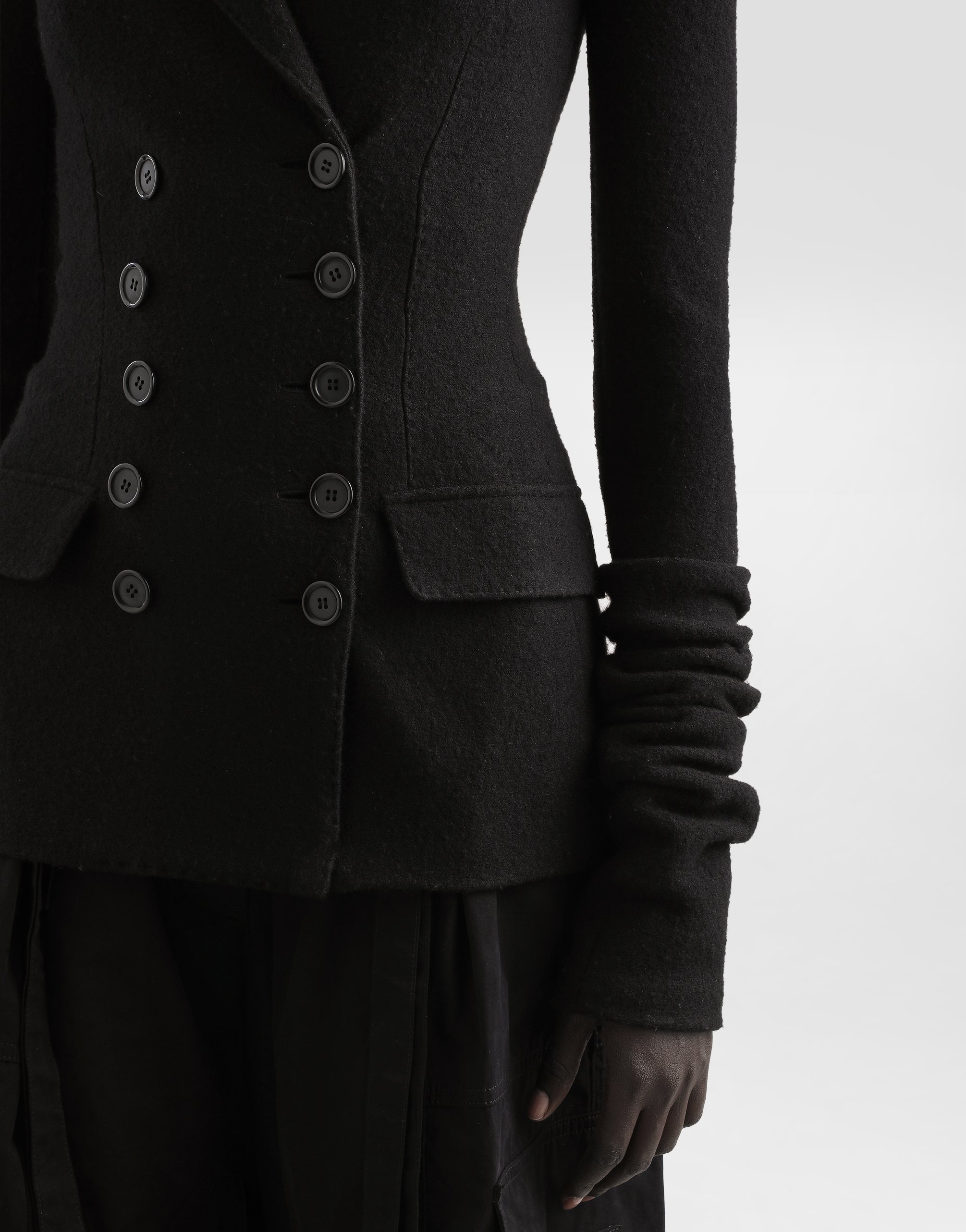 Dolce & Gabbana Double-breasted Jacket In Wool Cloth In Black