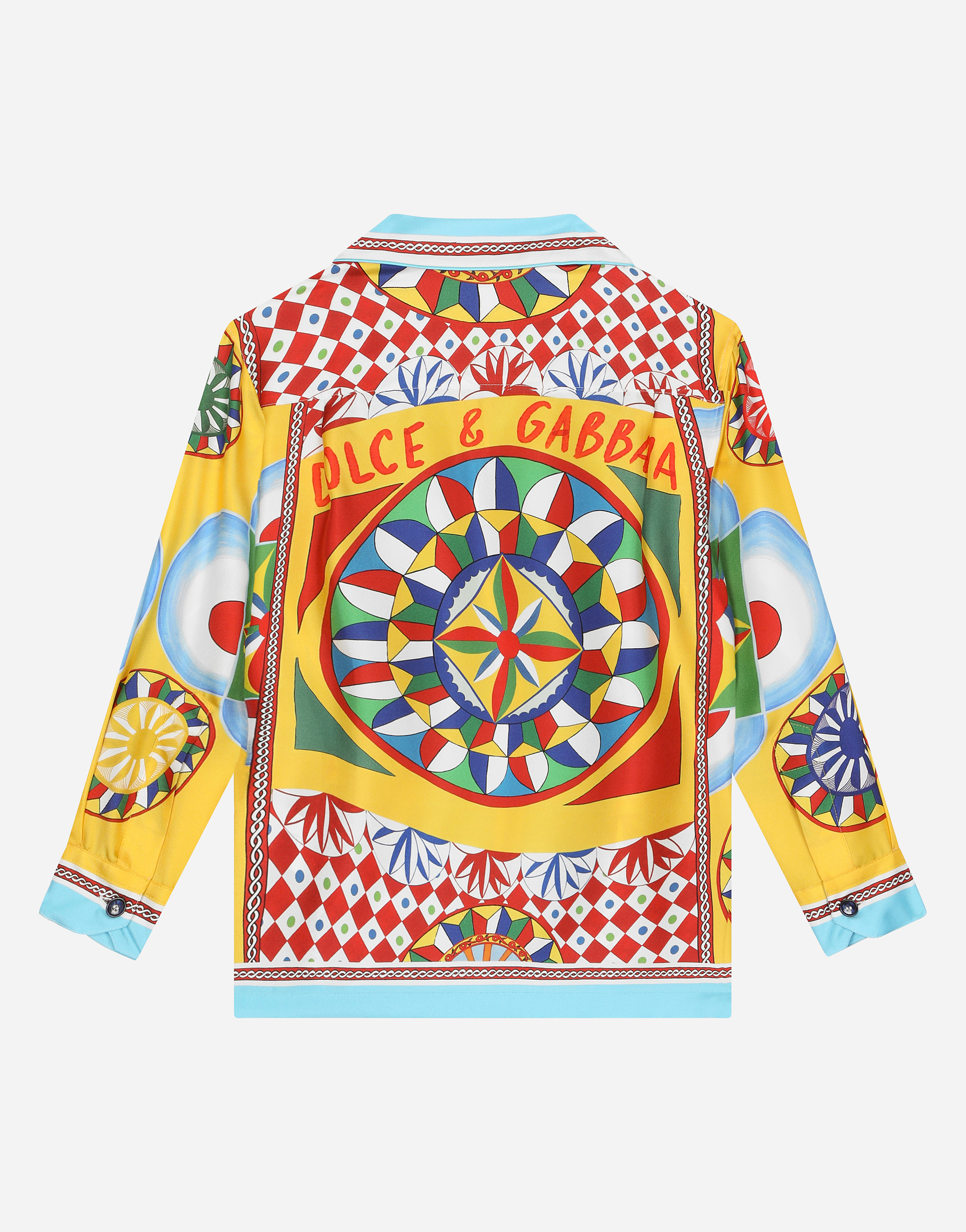 DOLCE & GABBANA SILK TWILL PAJAMA SHIRT WITH CARRETTO PRINT