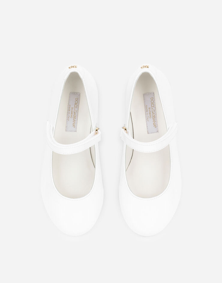 Dolce & Gabbana Patent Leather Ballet Flats In White