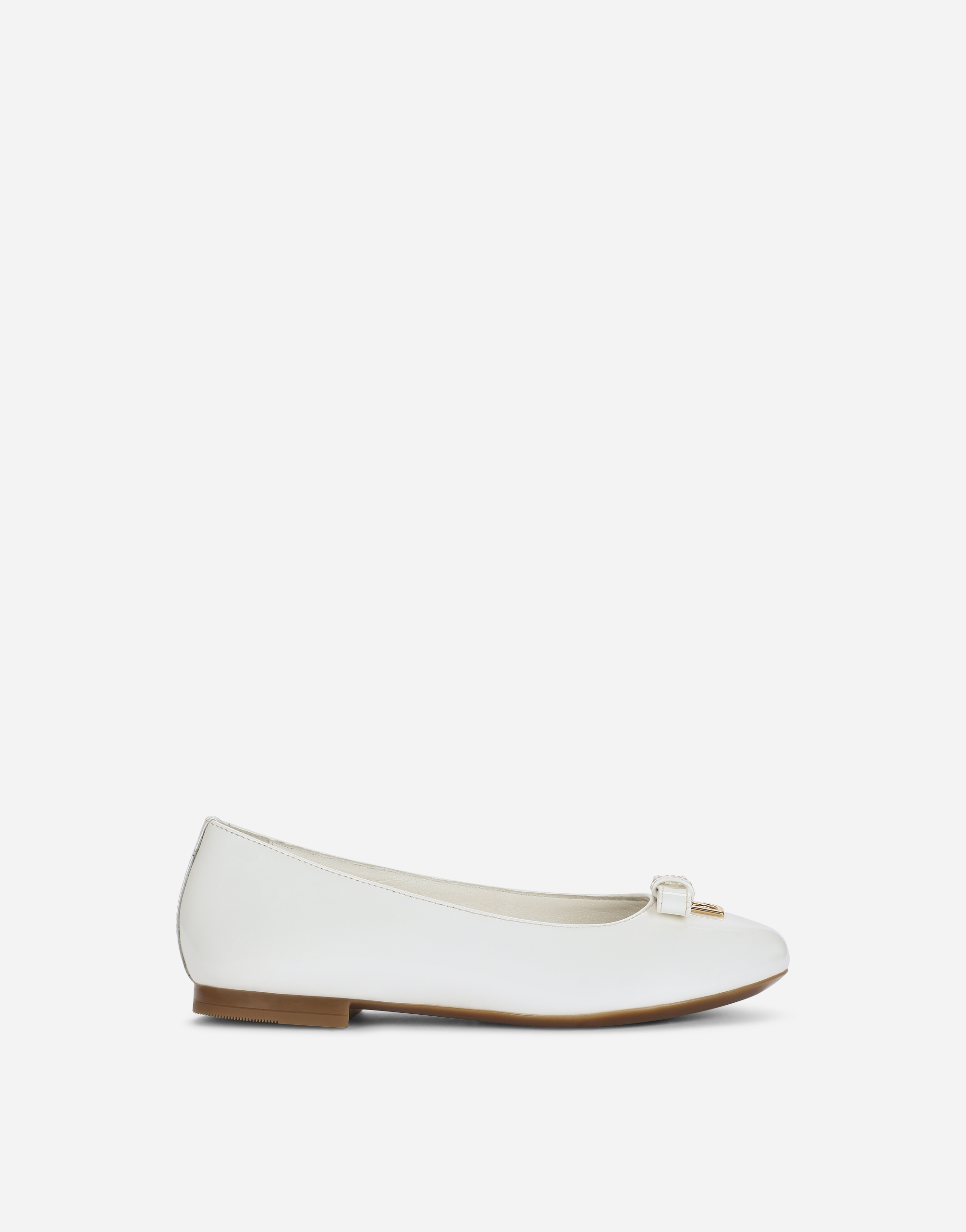 Dolce & Gabbana Patent Leather Ballet Flats With Metal Dg Logo In White
