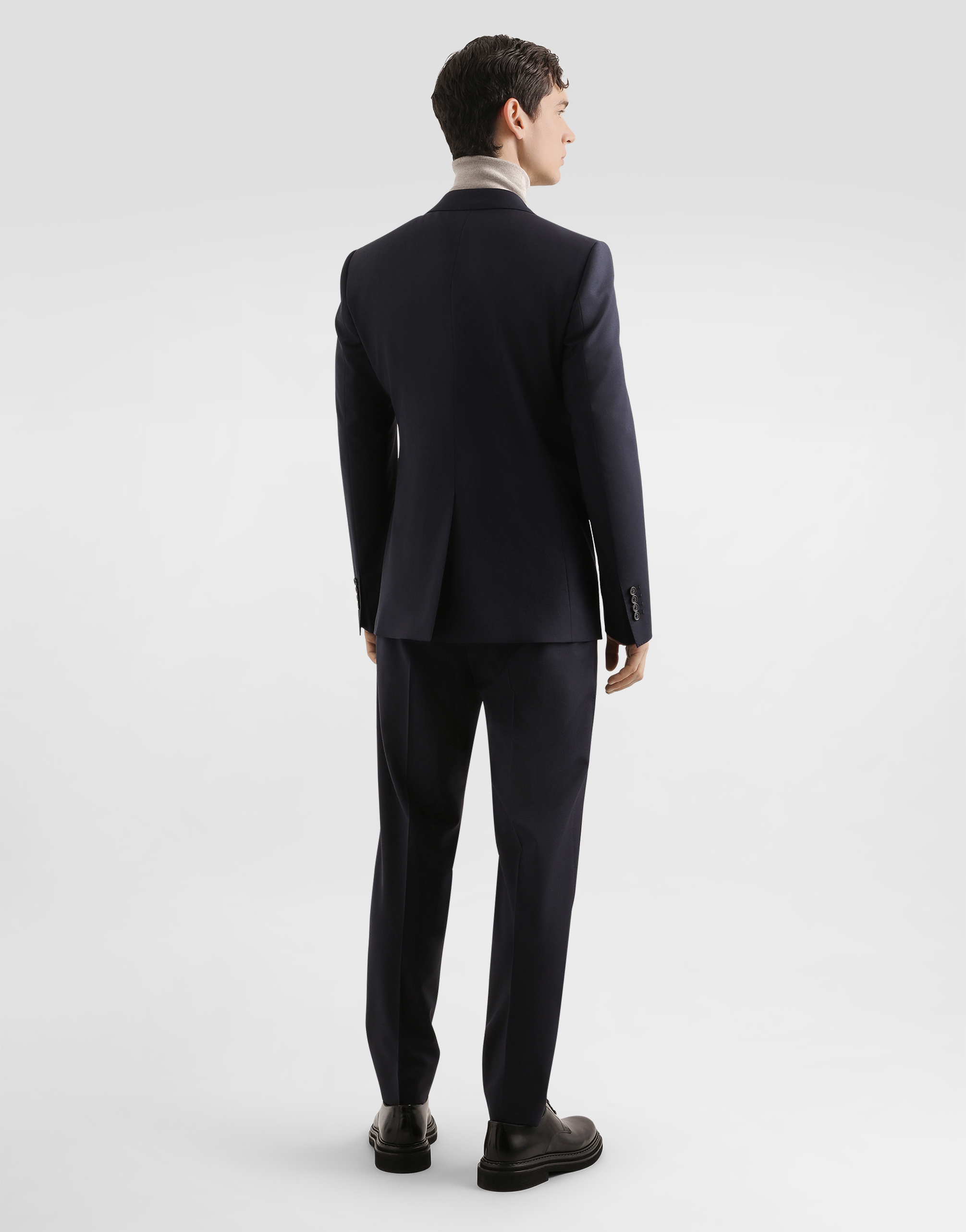 Dolce & Gabbana Single-breasted Taormina Wool Canvas Jacket In Blue