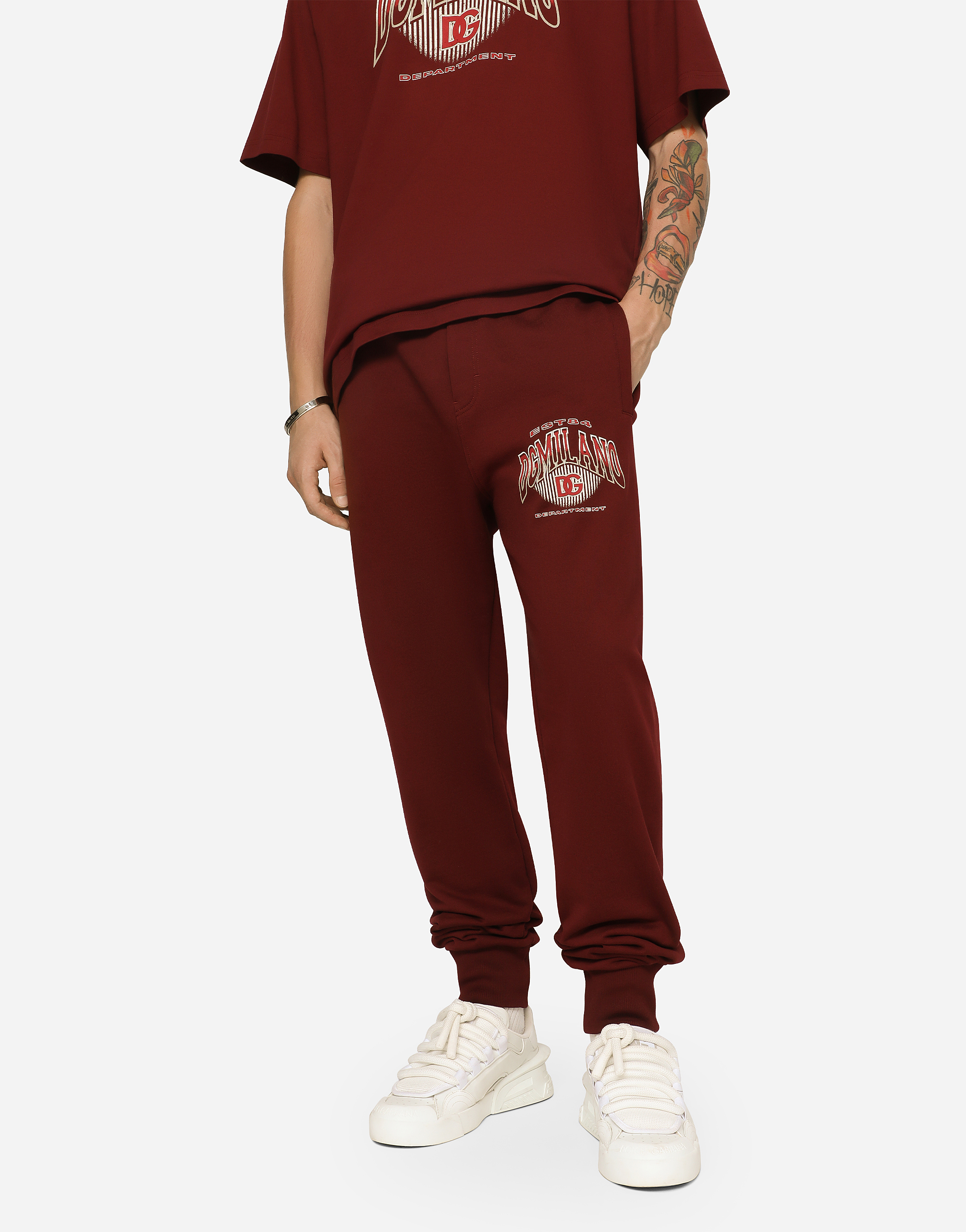 DOLCE & GABBANA JERSEY JOGGING PANTS WITH DG LOGO PRINT