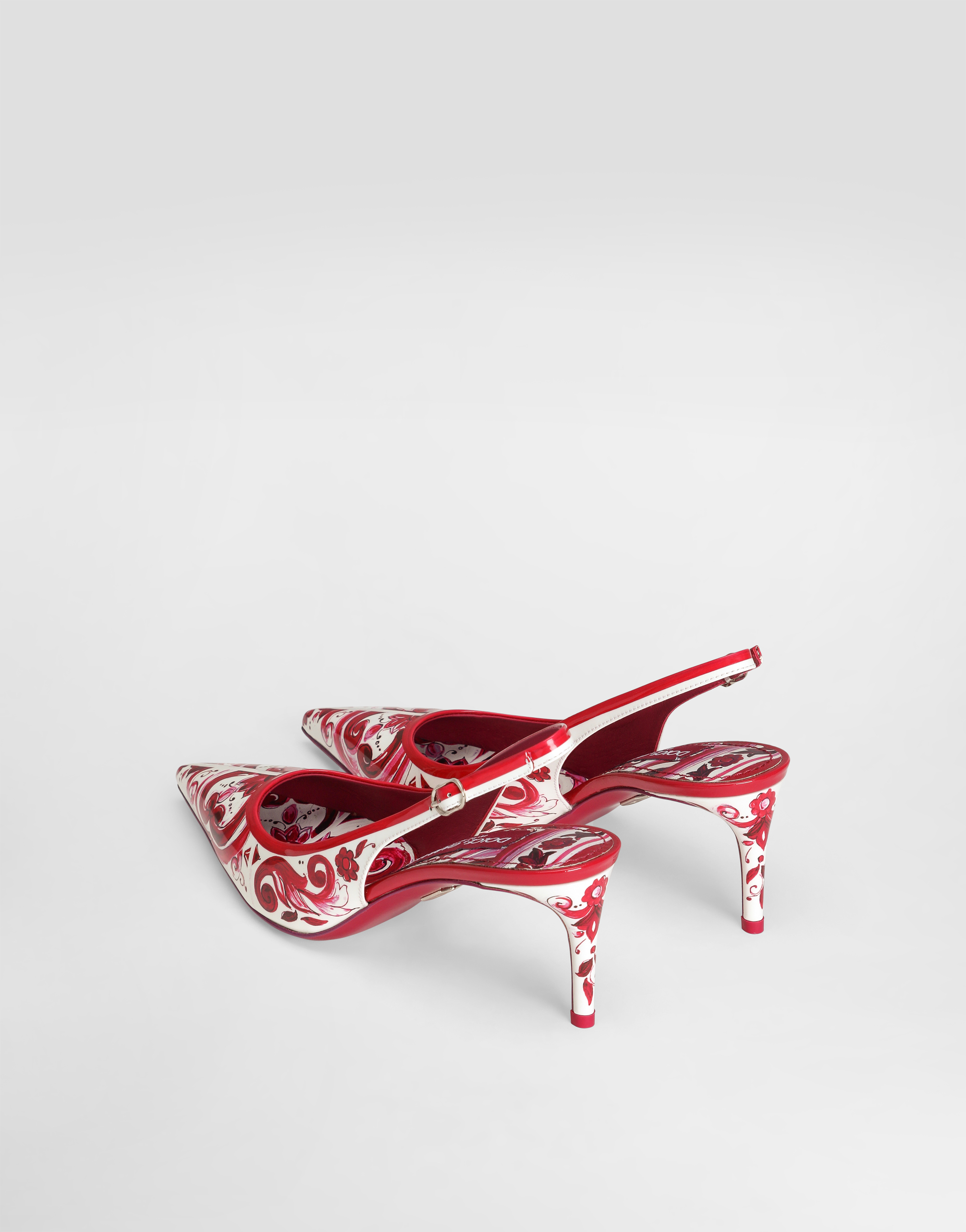 DOLCE & GABBANA PRINTED POLISHED CALFSKIN SLINGBACKS