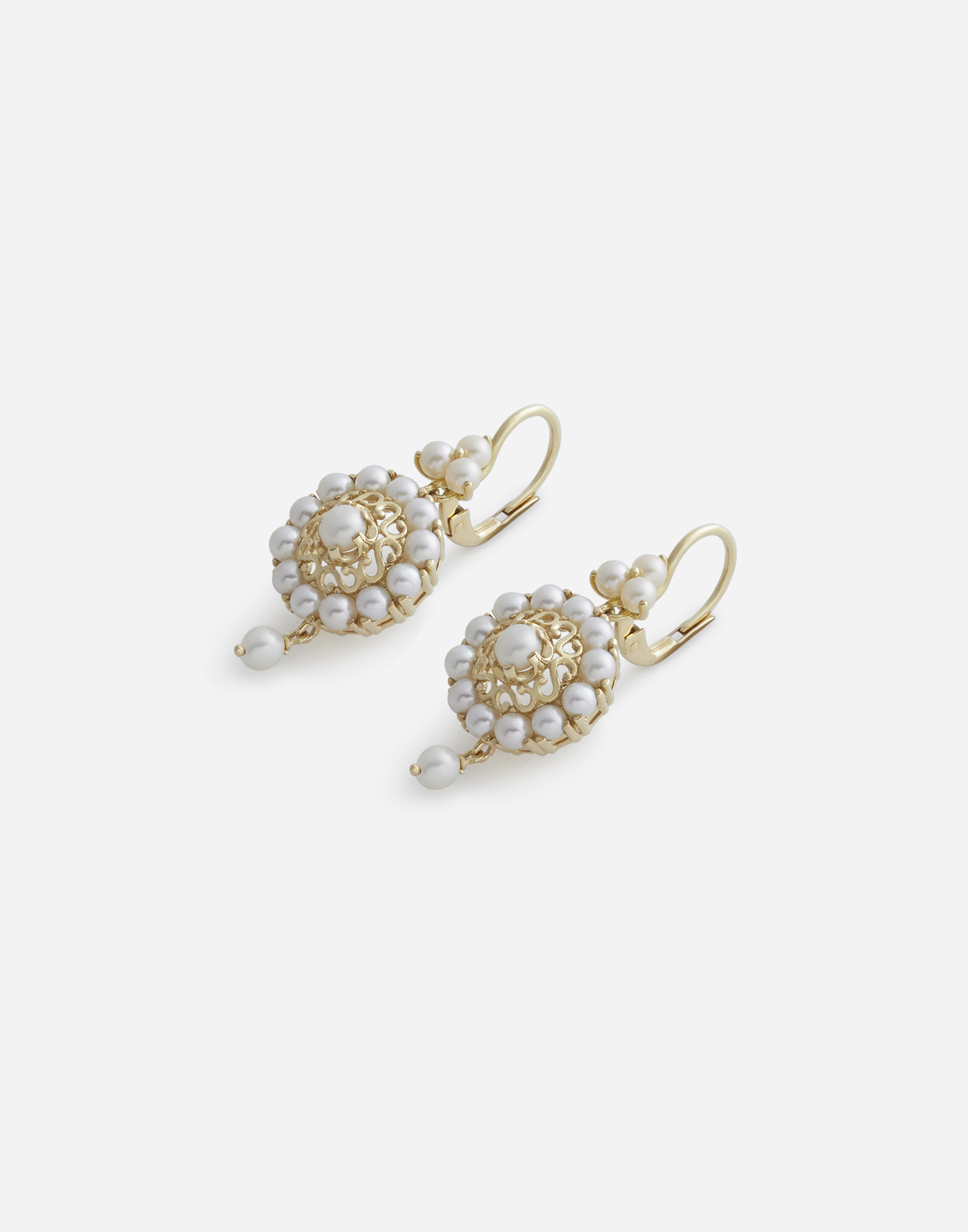 Dolce & Gabbana Romance Earrings In Yellow Gold With Pearls In Gold