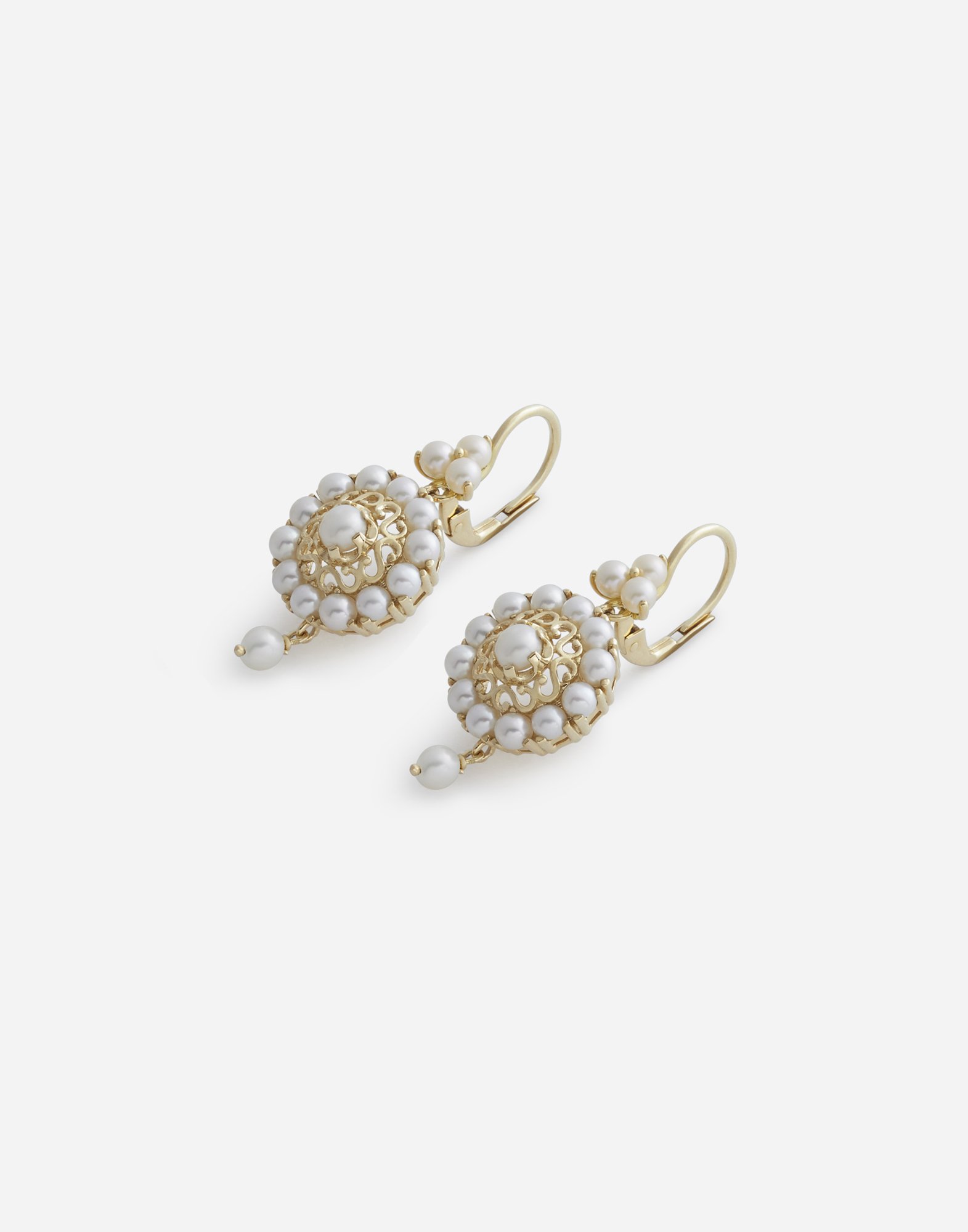 Dolce & Gabbana Romance Earrings In Yellow Gold With Pearls In Gold