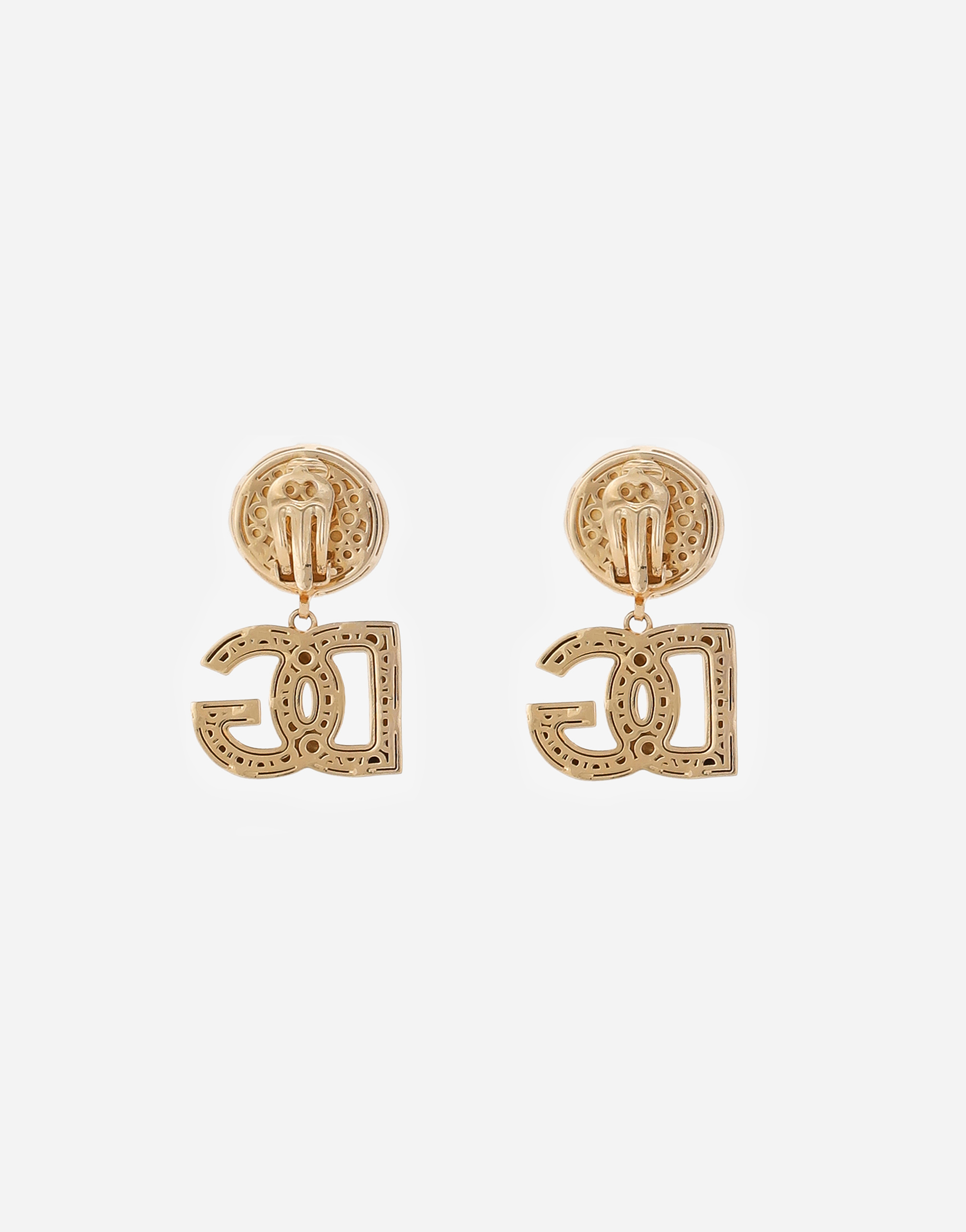 Dolce & Gabbana Drop Earrings With Cabochon Details And Dg Logo In Gold