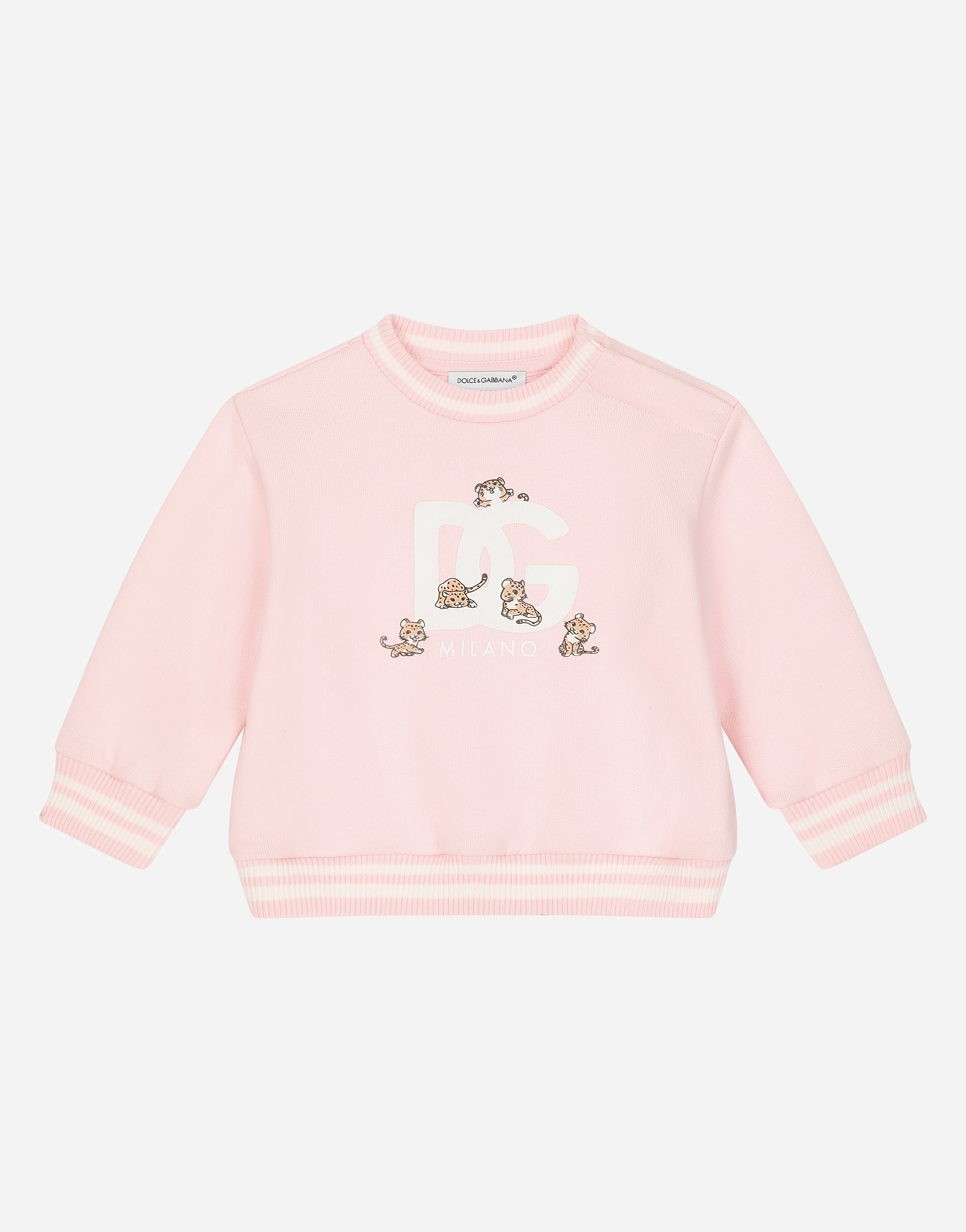 Jersey round-neck sweatshirt with DG logo in Pink for Girls 