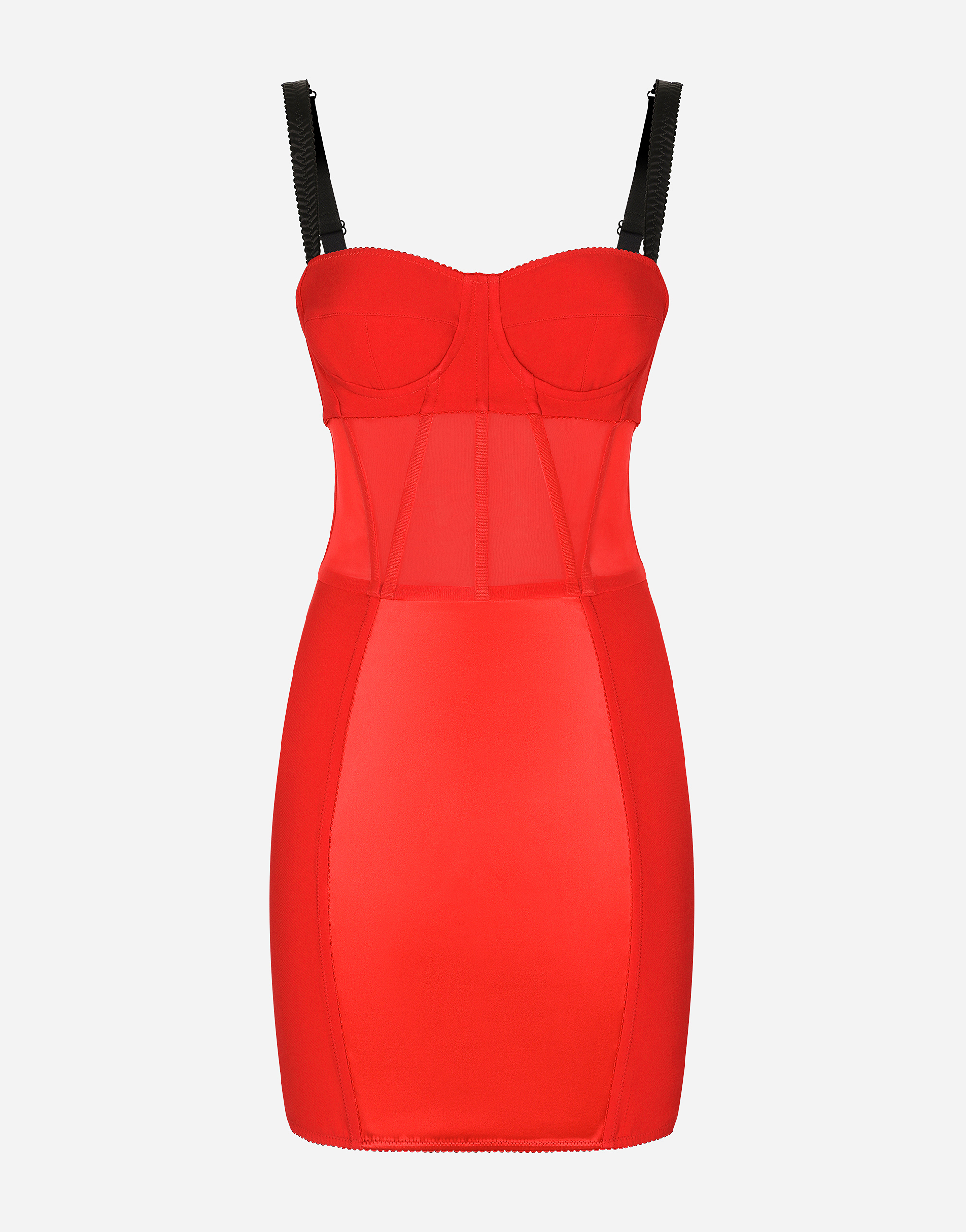 【DOLCE＆GABBANA】リボンディテール ショートキャディドレス マルチカラーのウィメンズ Short satin and cady dress with